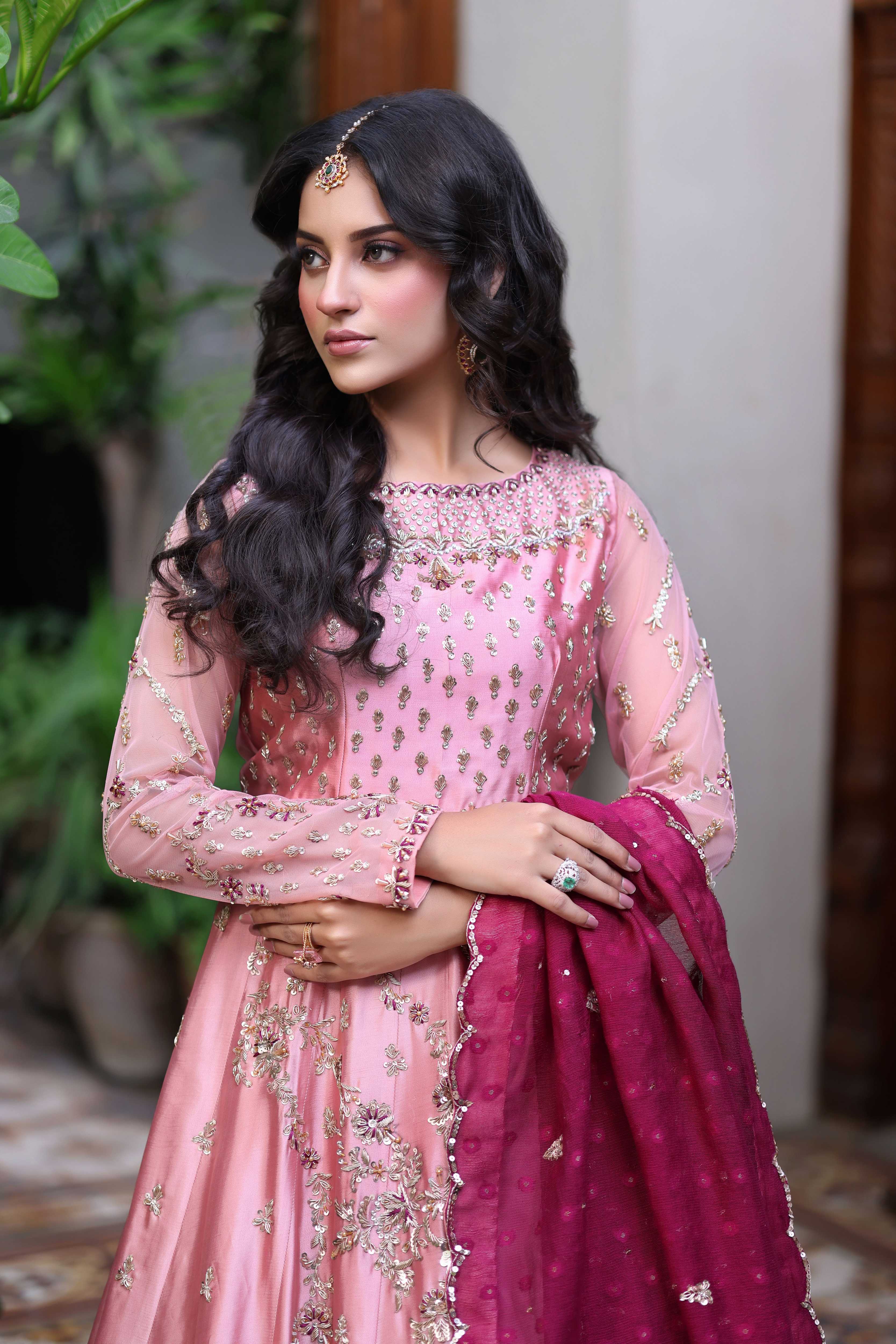 Blush Pink & Magenta Choli Lehnga Nur Set