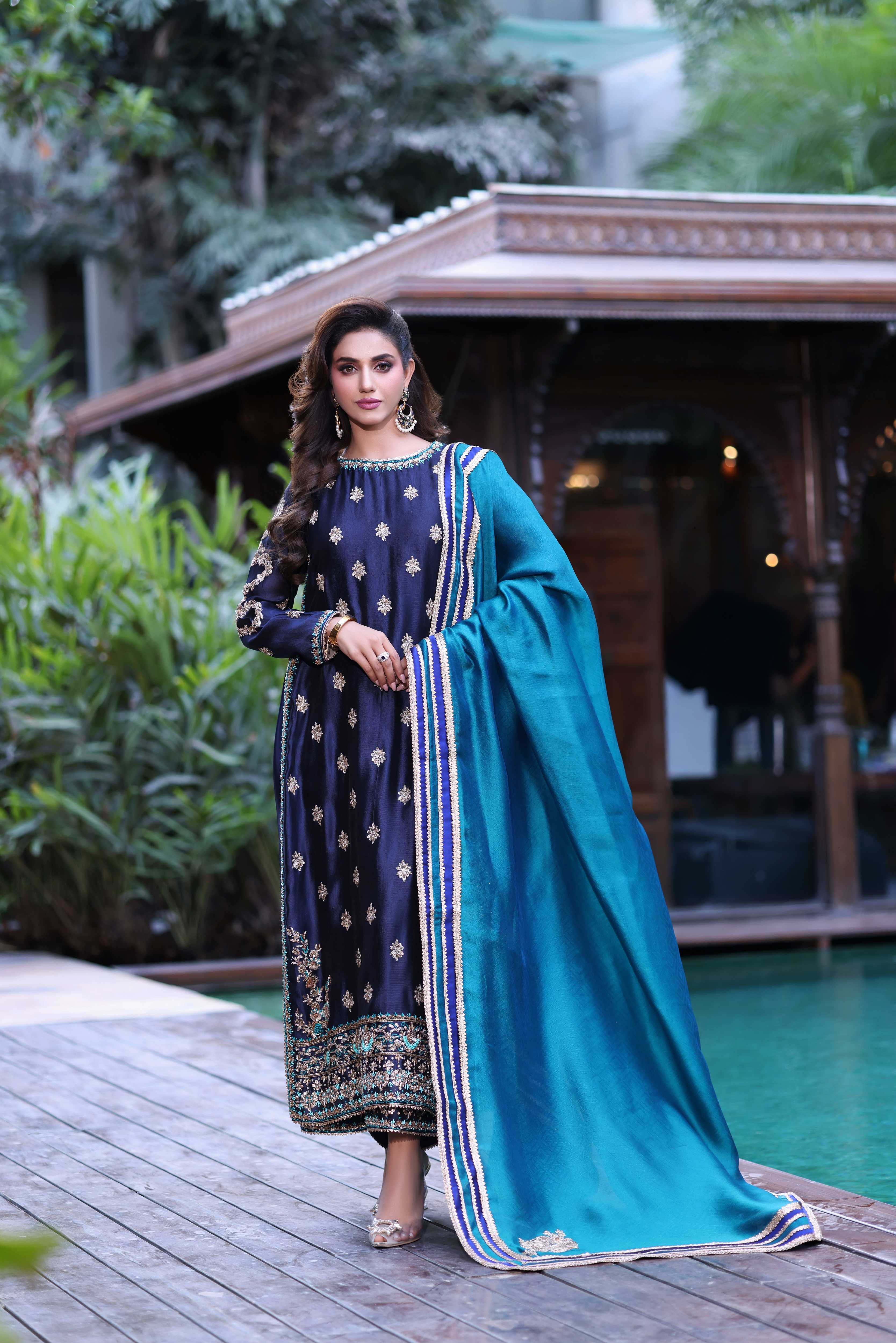 Midnight Navy with Teal Nur Set