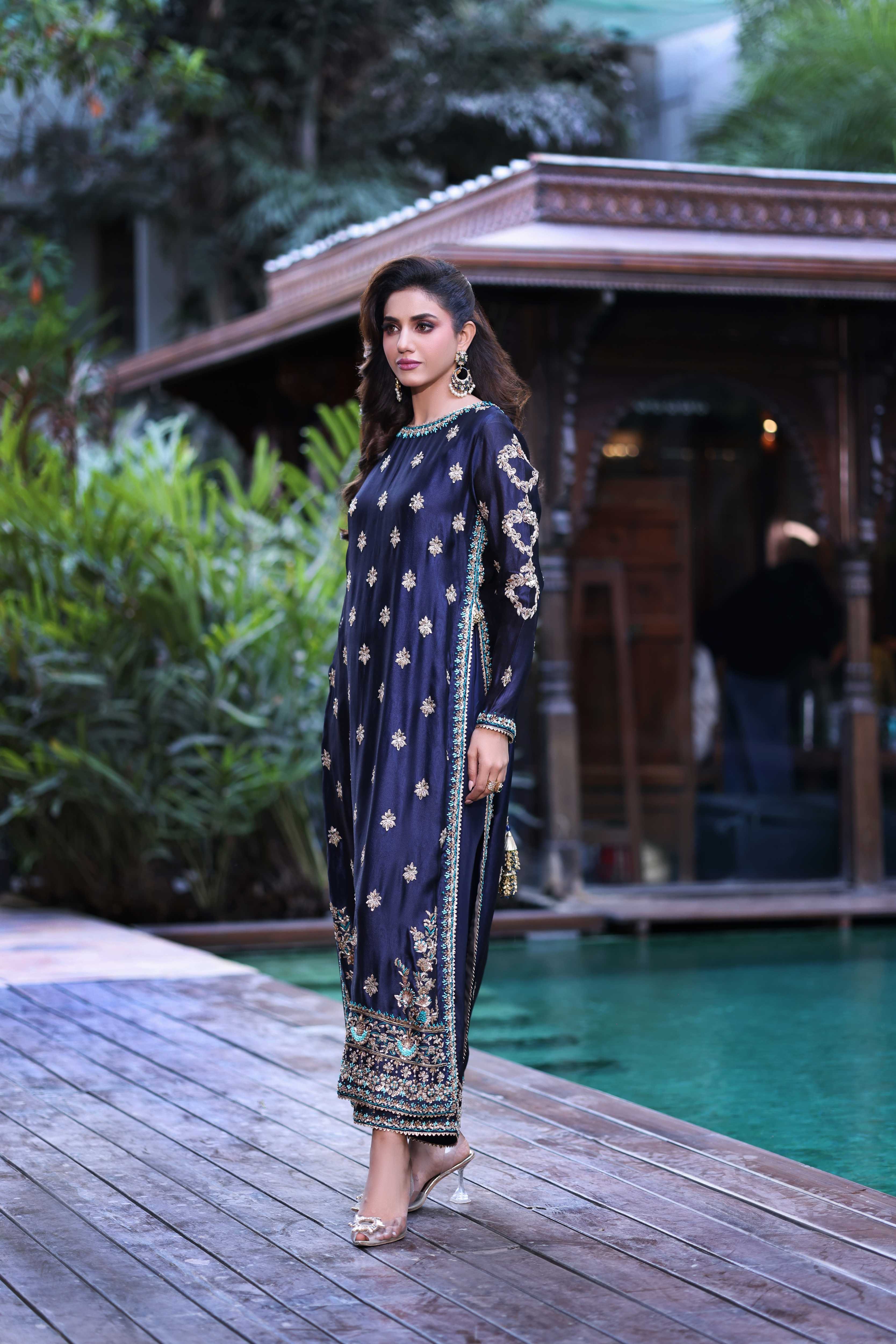 Midnight Navy with Teal Nur Set