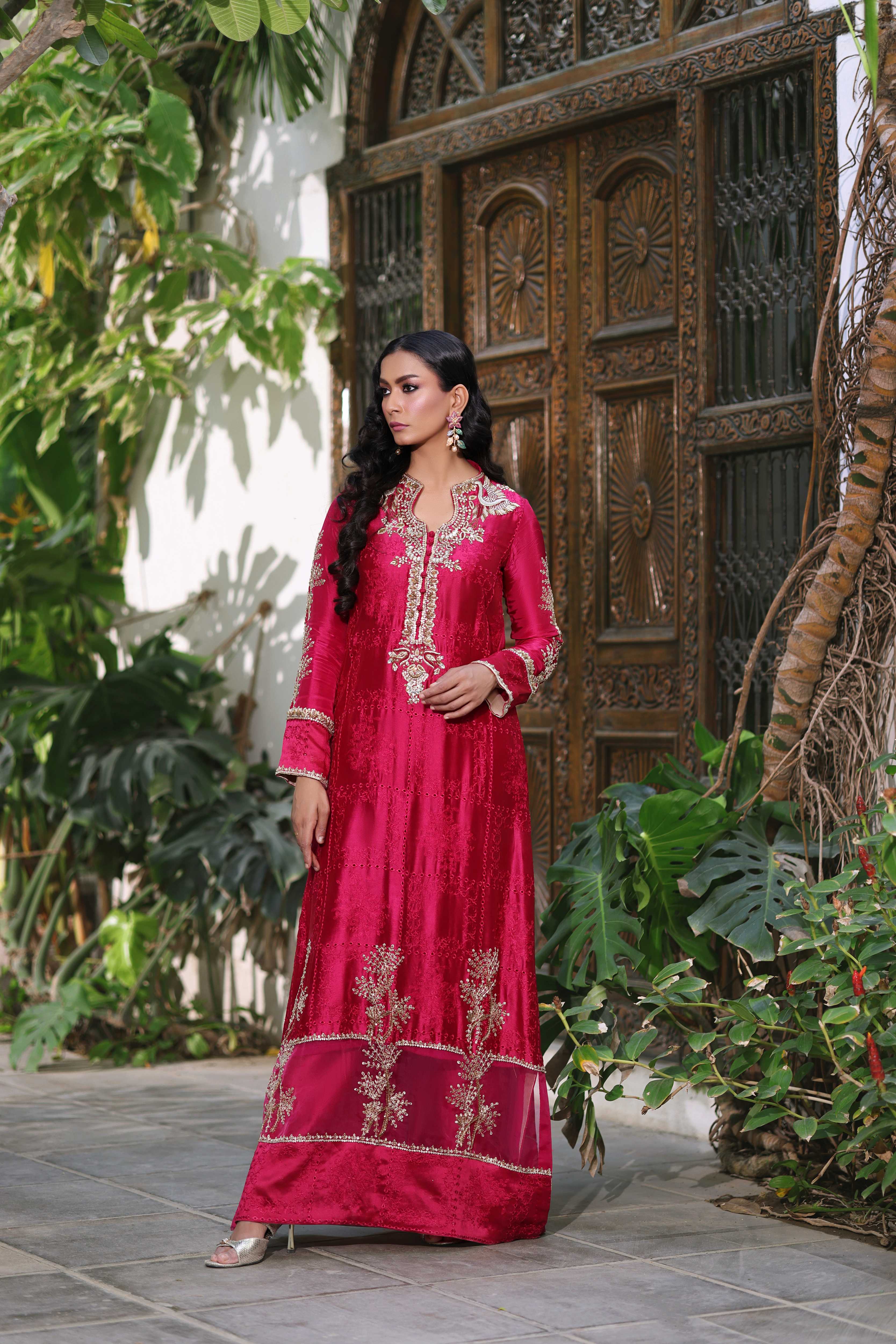 Magenta Nur Kaftan Set