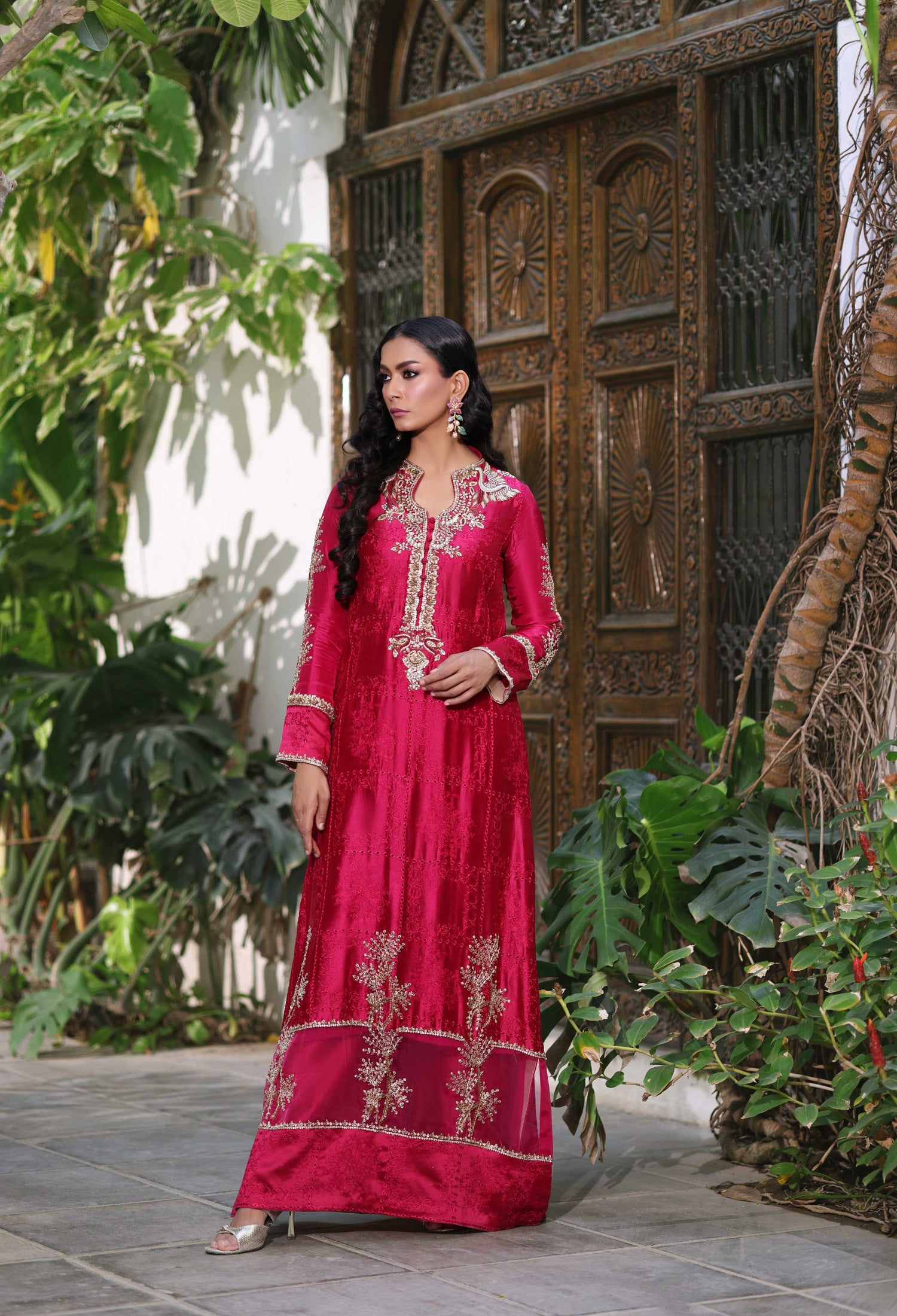 Magenta Nur Kaftan Set