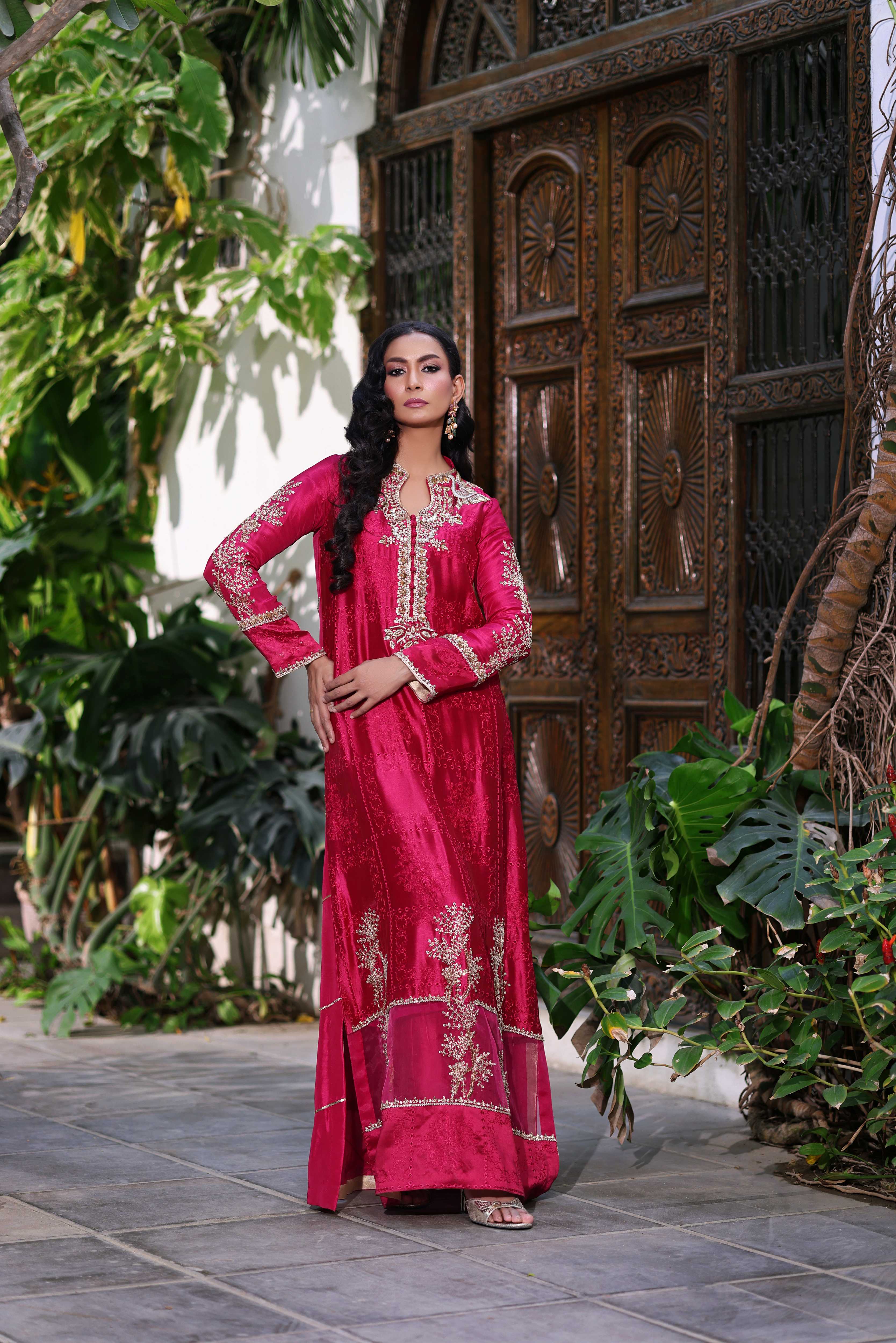 Magenta Nur Kaftan Set