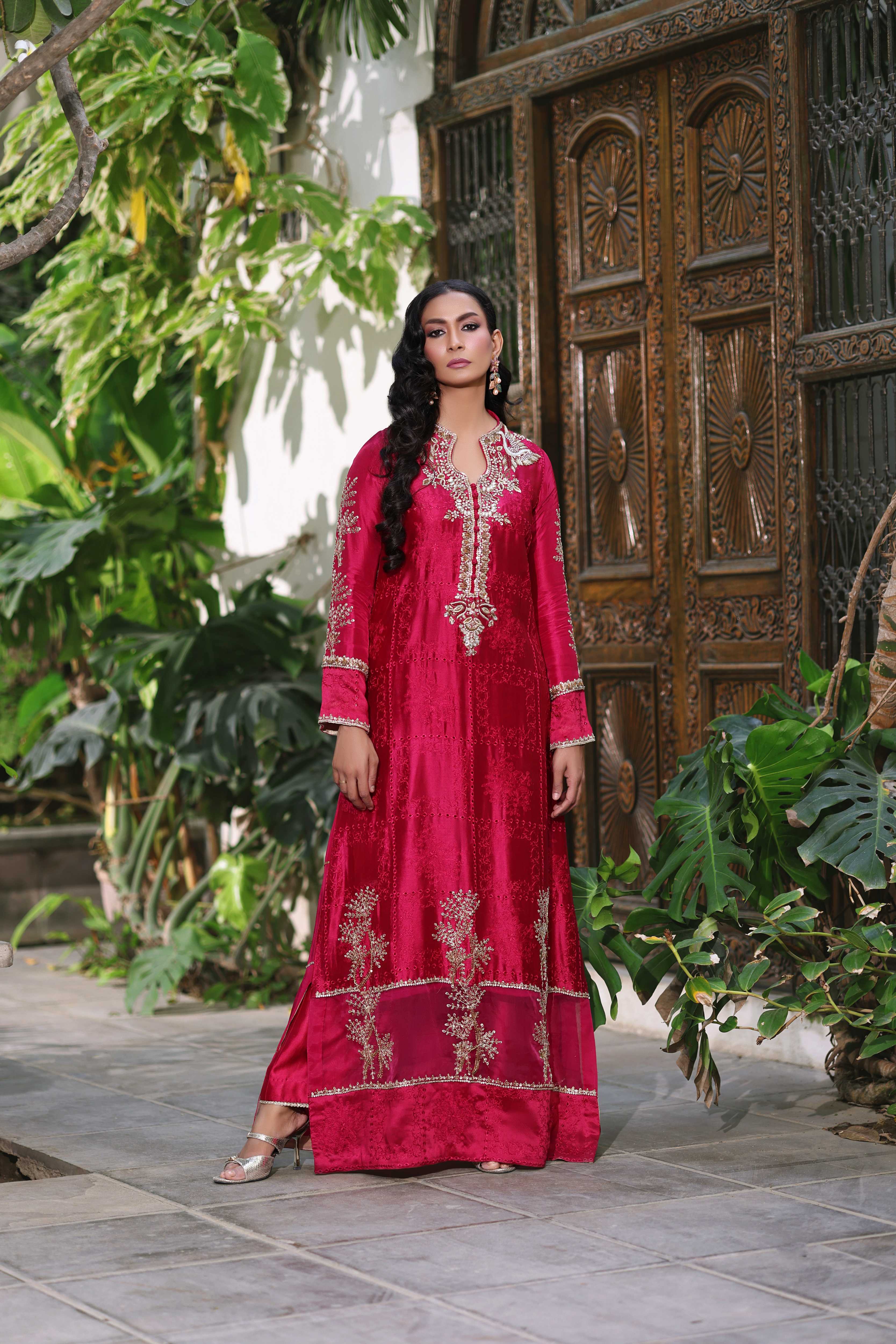 Magenta Nur Kaftan Set