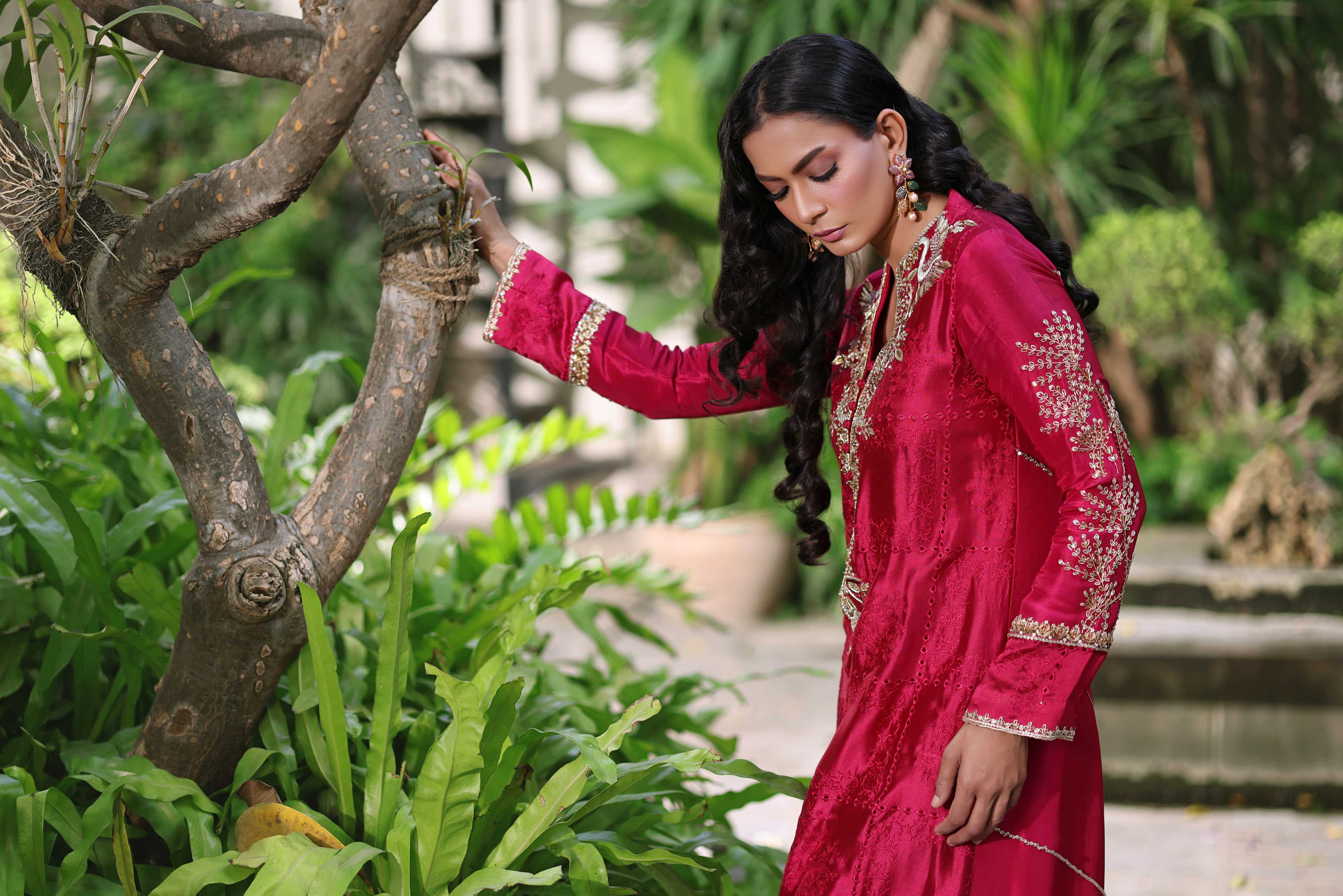 Magenta Nur Kaftan Set