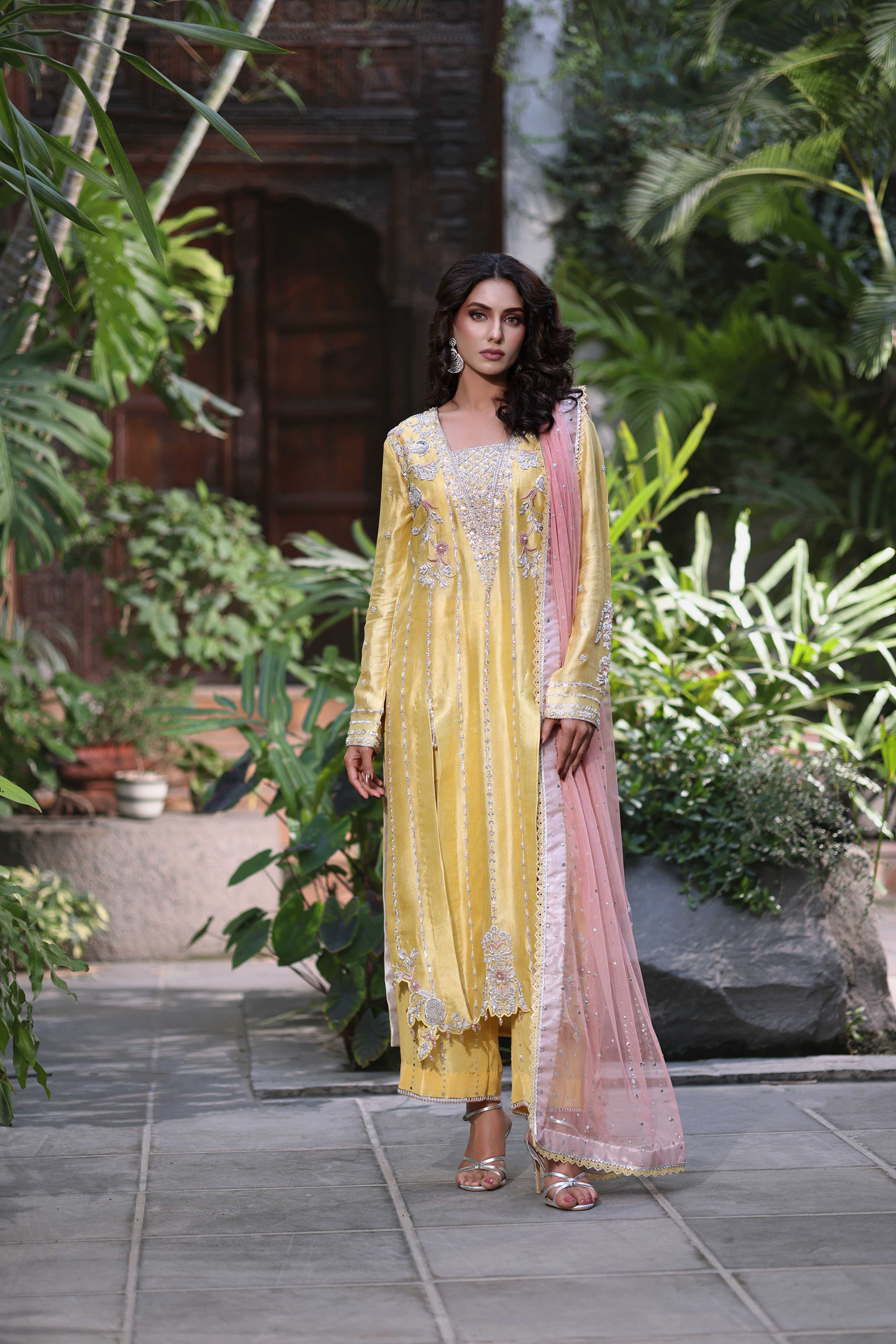 Luminous Yellow with Blush Pink Ensemble