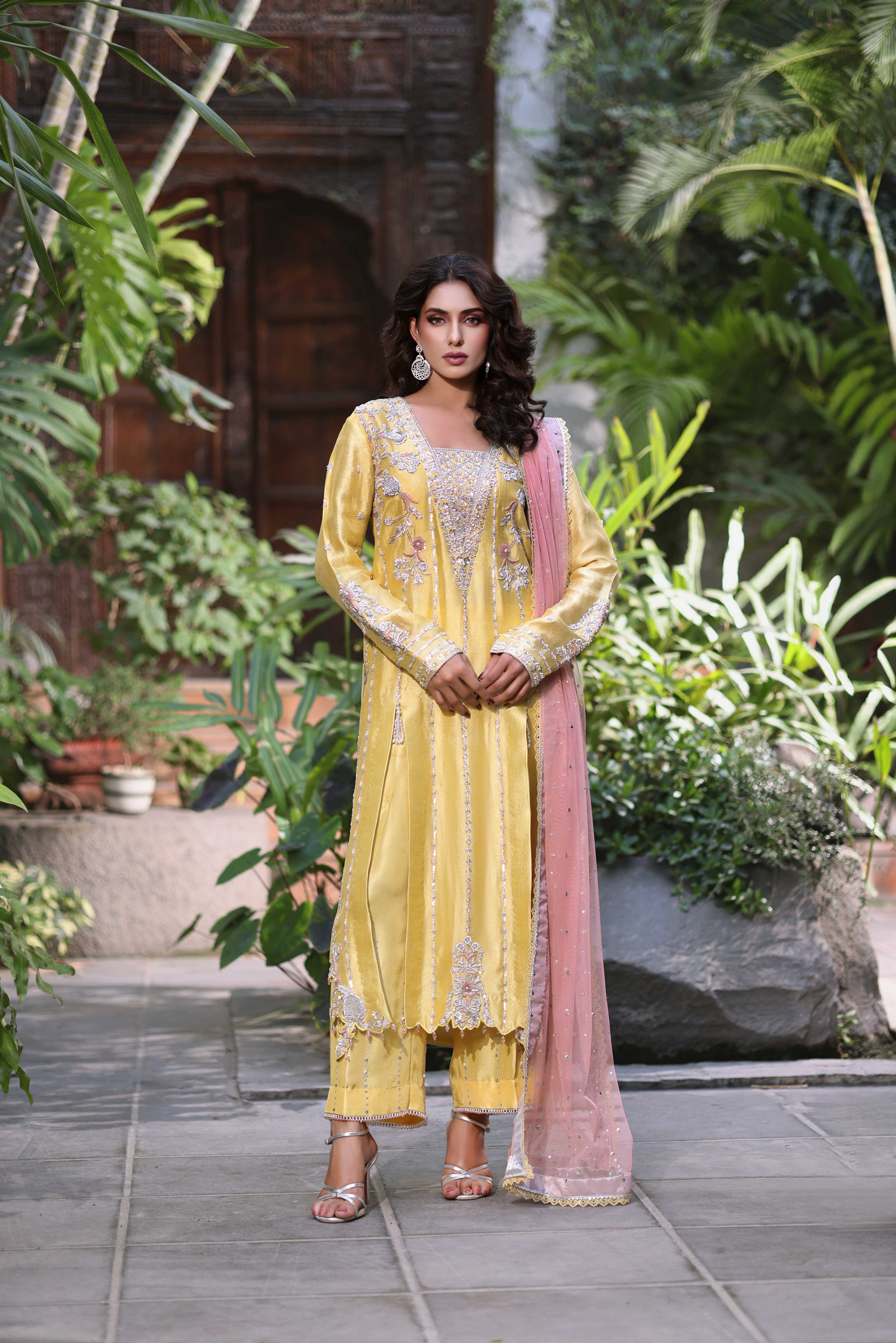 Luminous Yellow with Blush Pink Ensemble