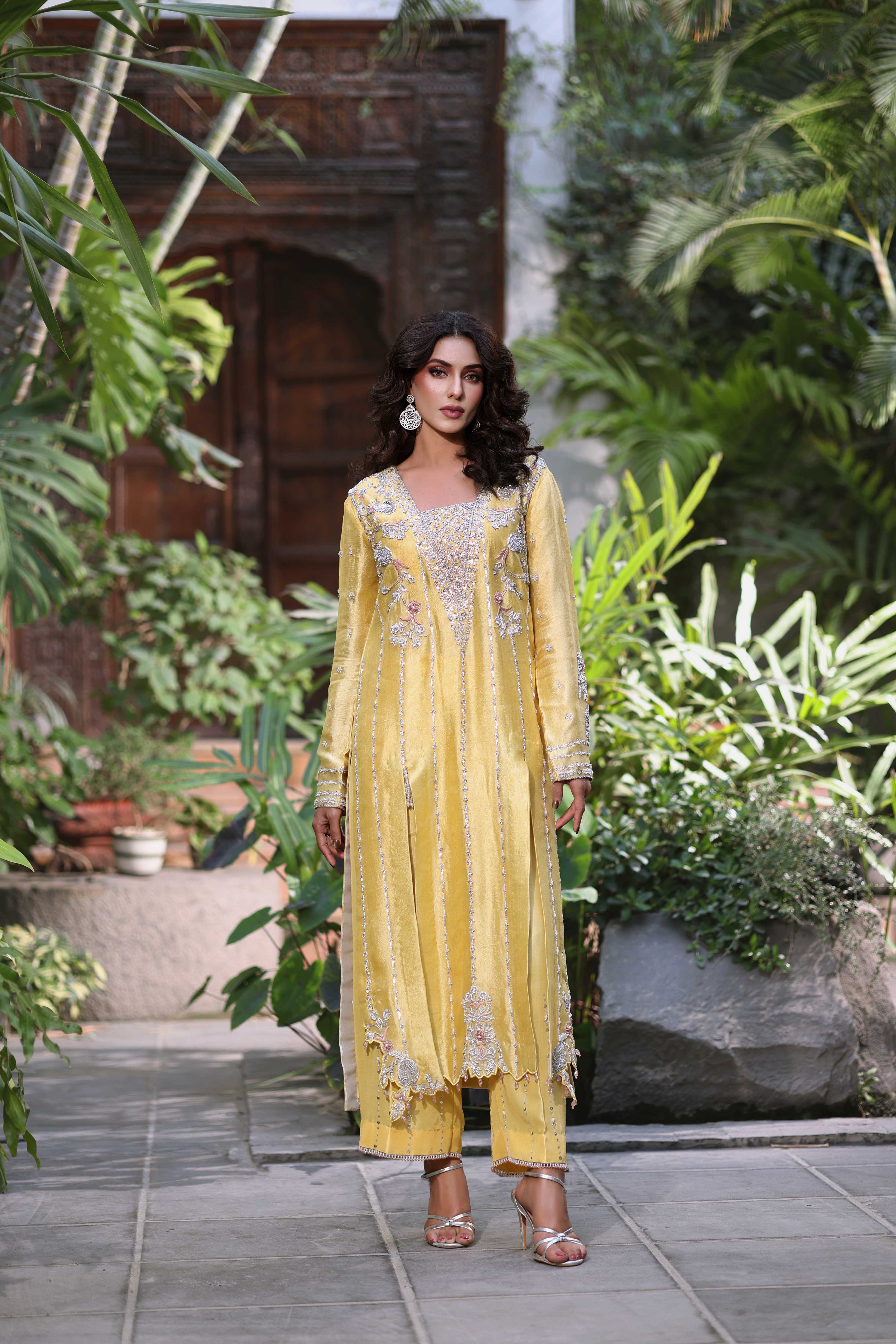 Luminous Yellow with Blush Pink Ensemble