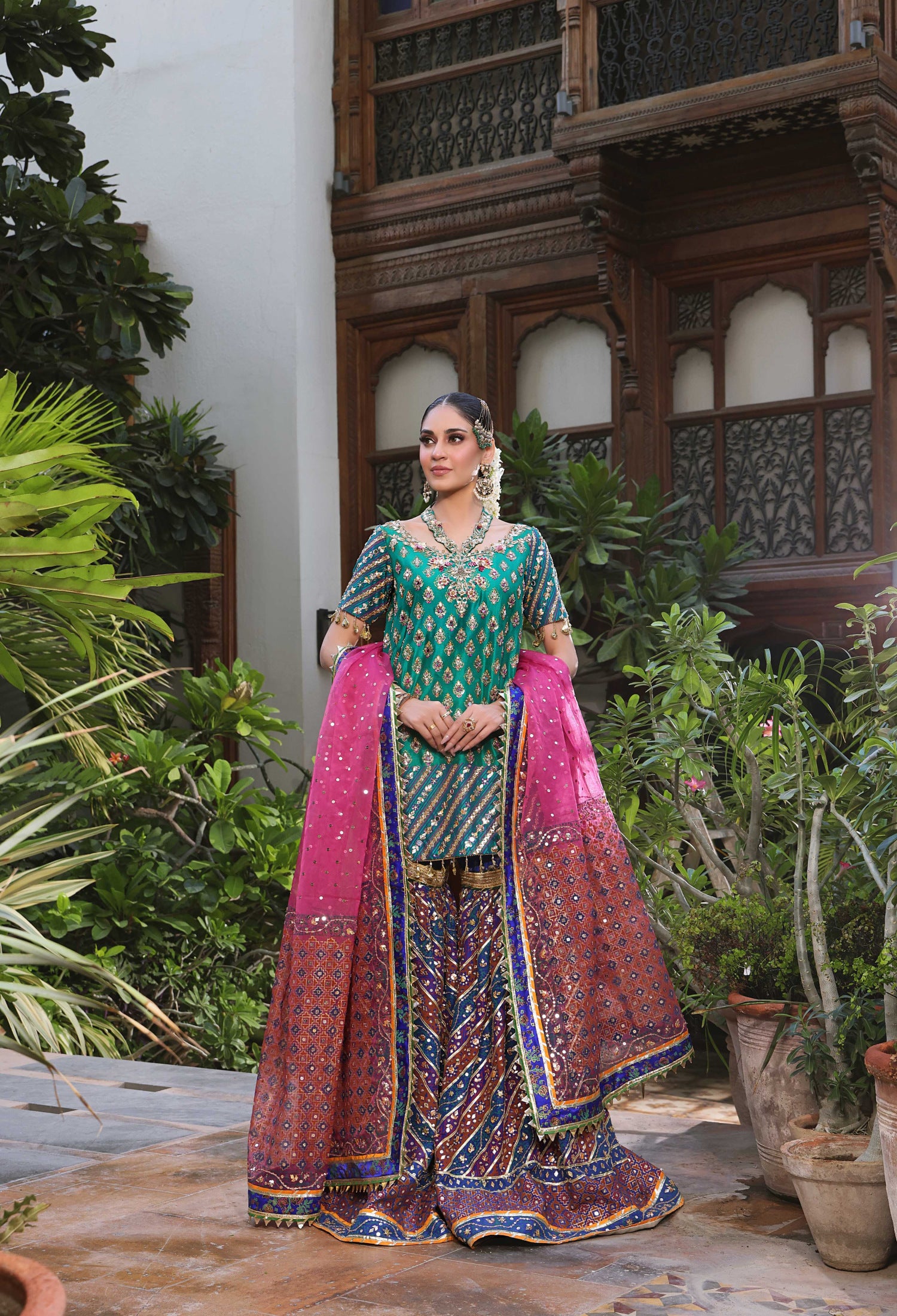 Green Blue Gharara Nur Block Set