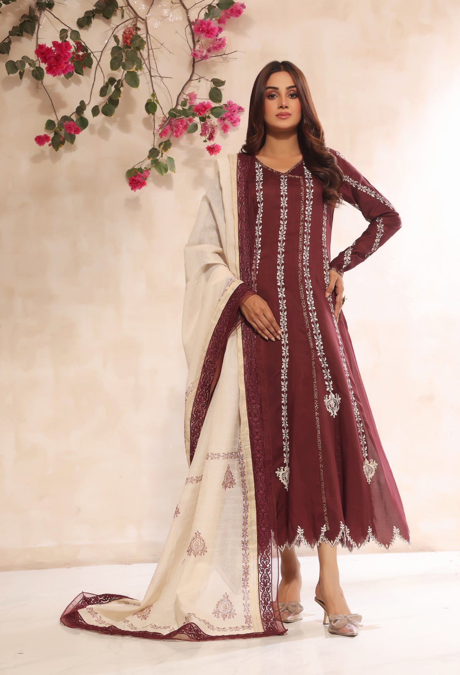 Maroon & Ivory Blocked