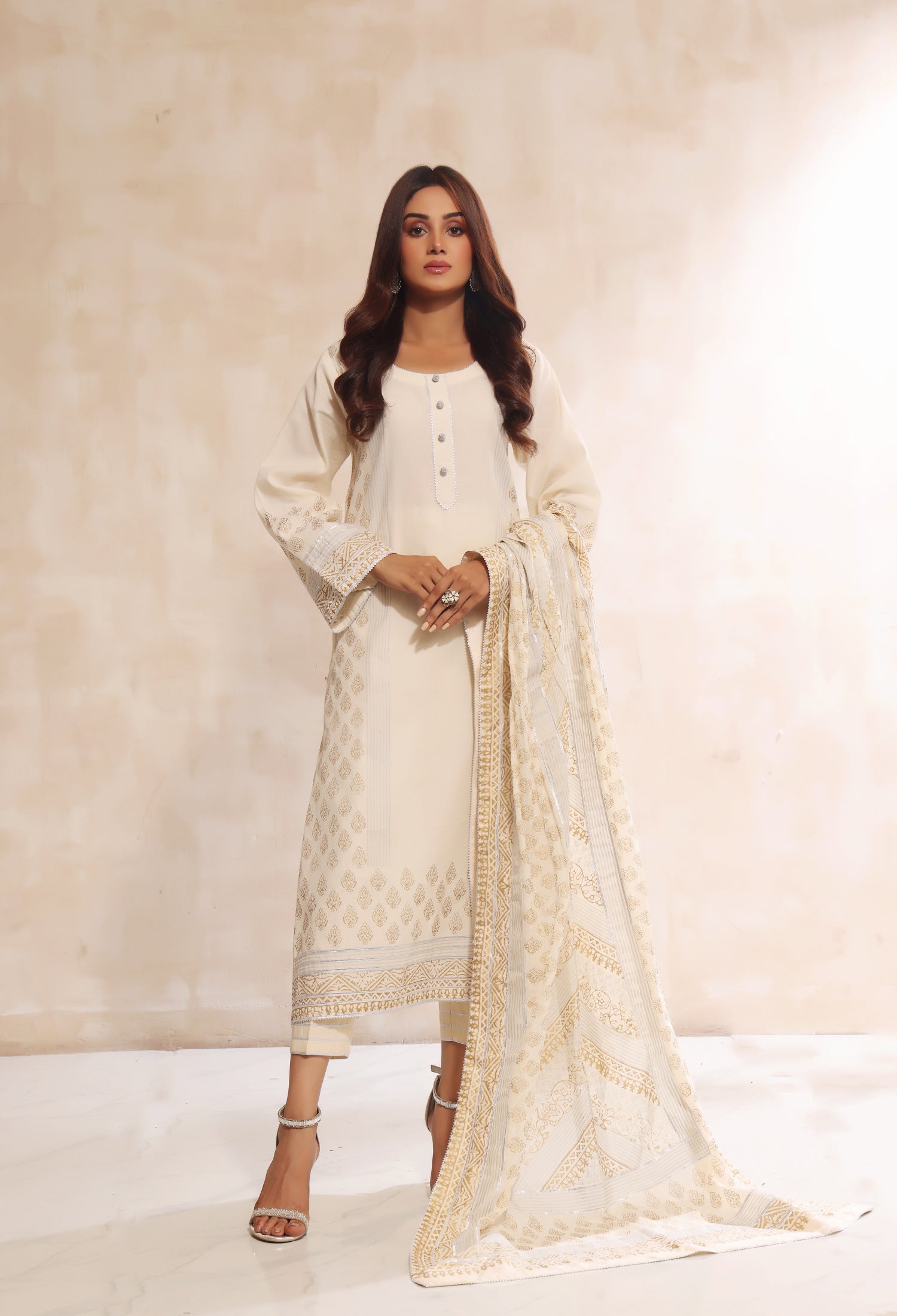 Pristine White Block Print Outfit