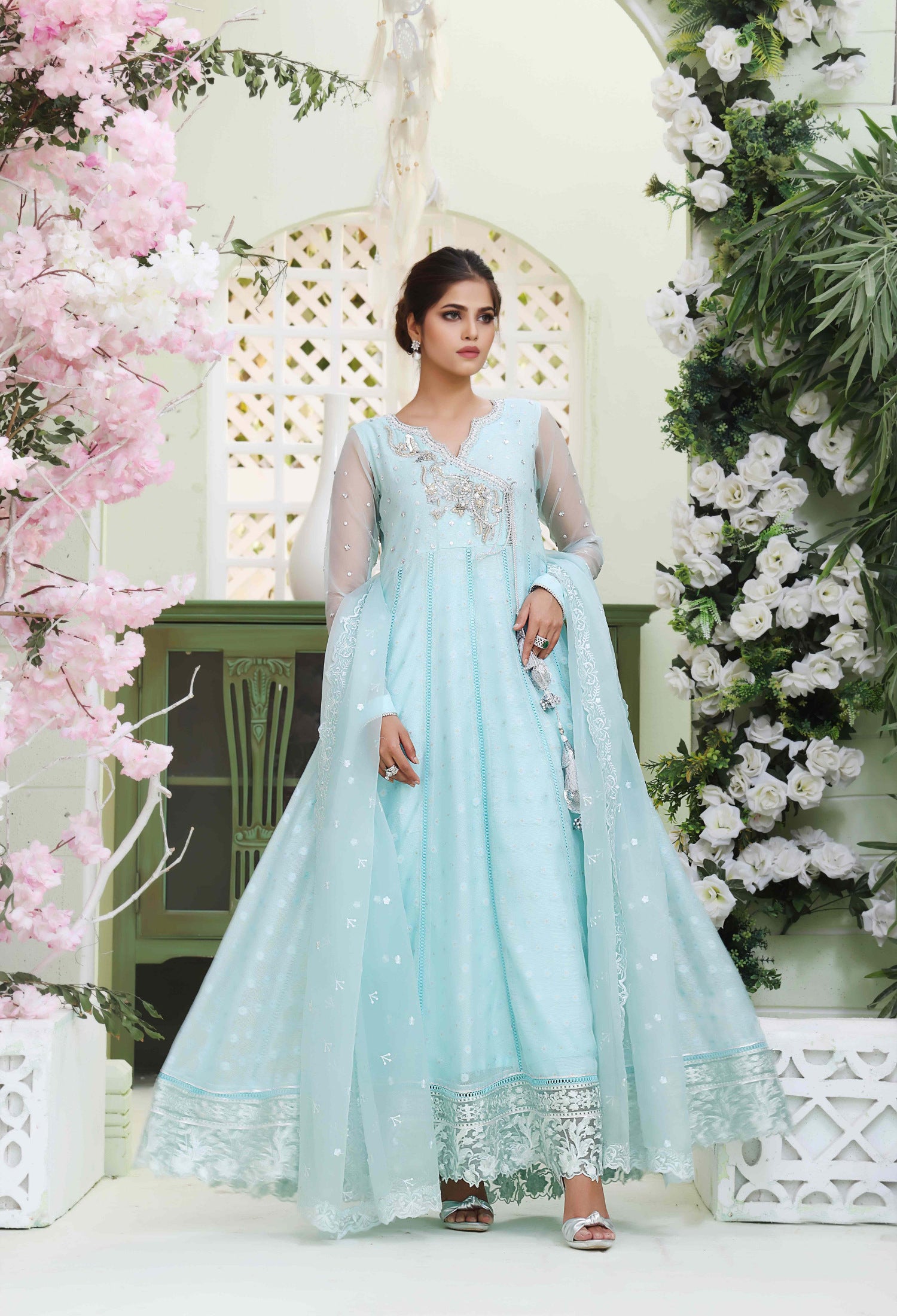 Ferozi Cotton Net Anarkali Outfit