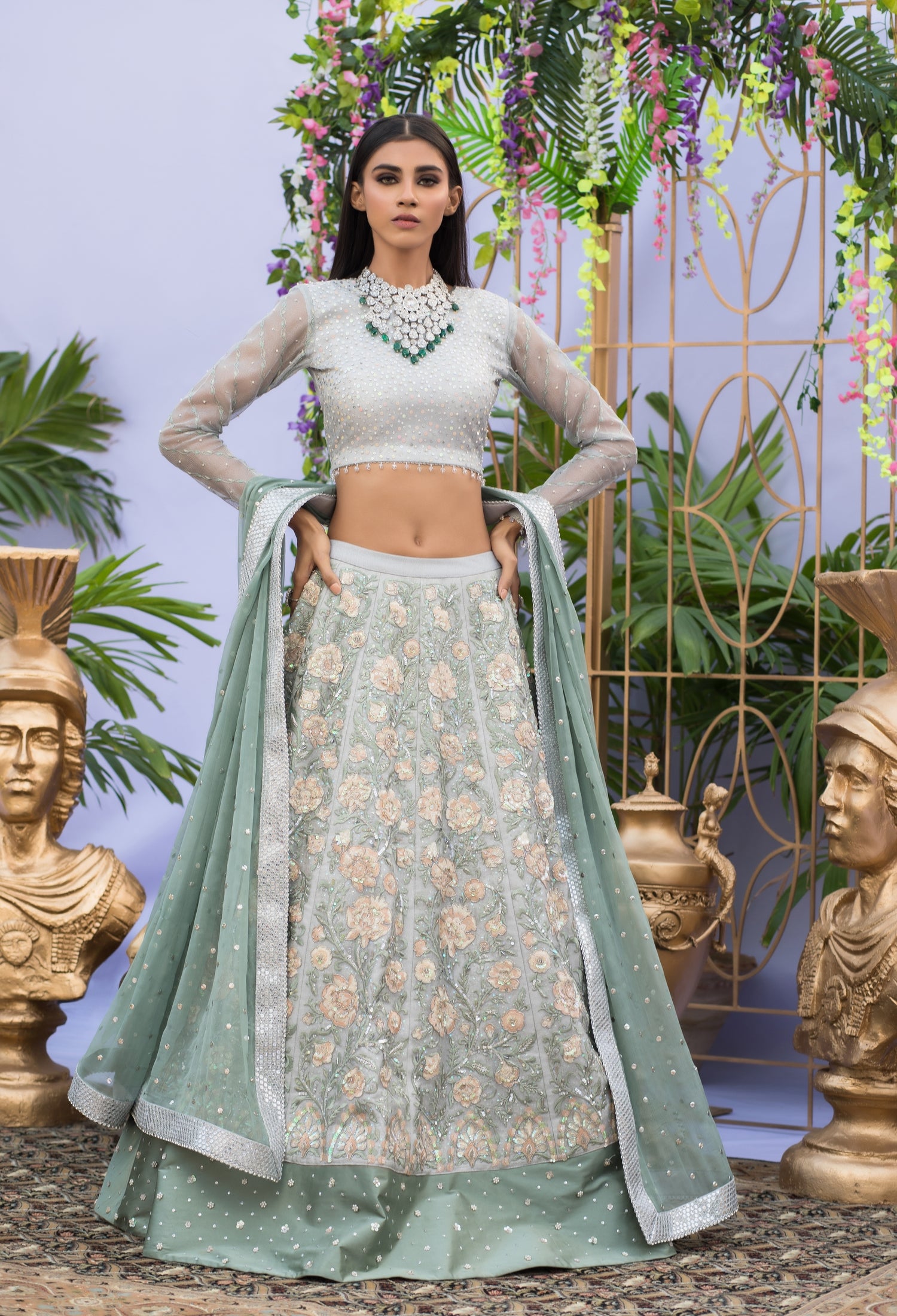 Silver Grey Choli Lenga