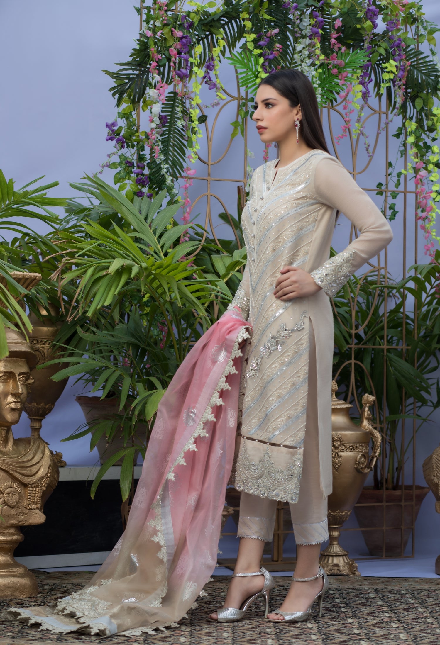 Ivory and Candy Pink Straight Shirt