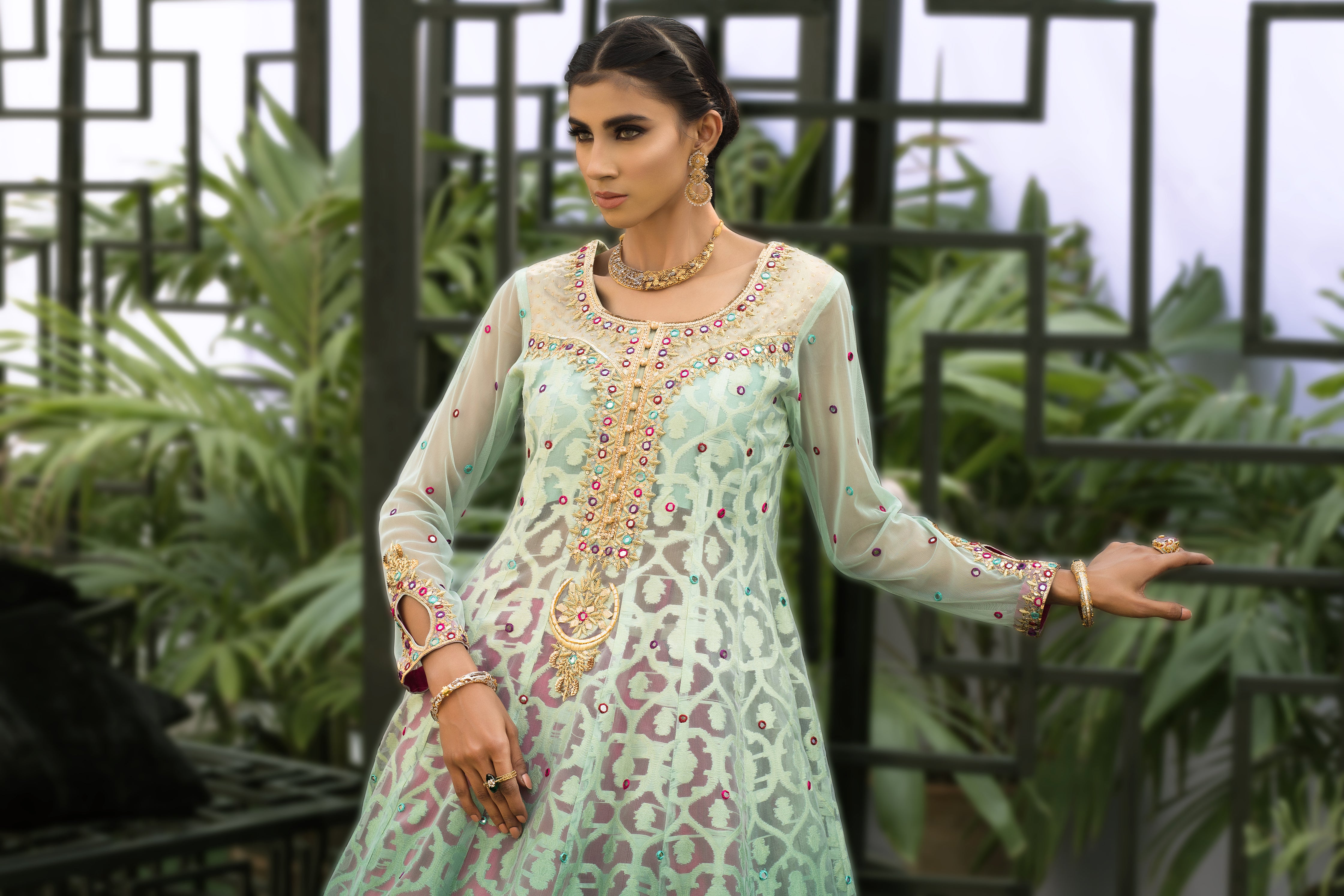 Shaded Mint Anarkali