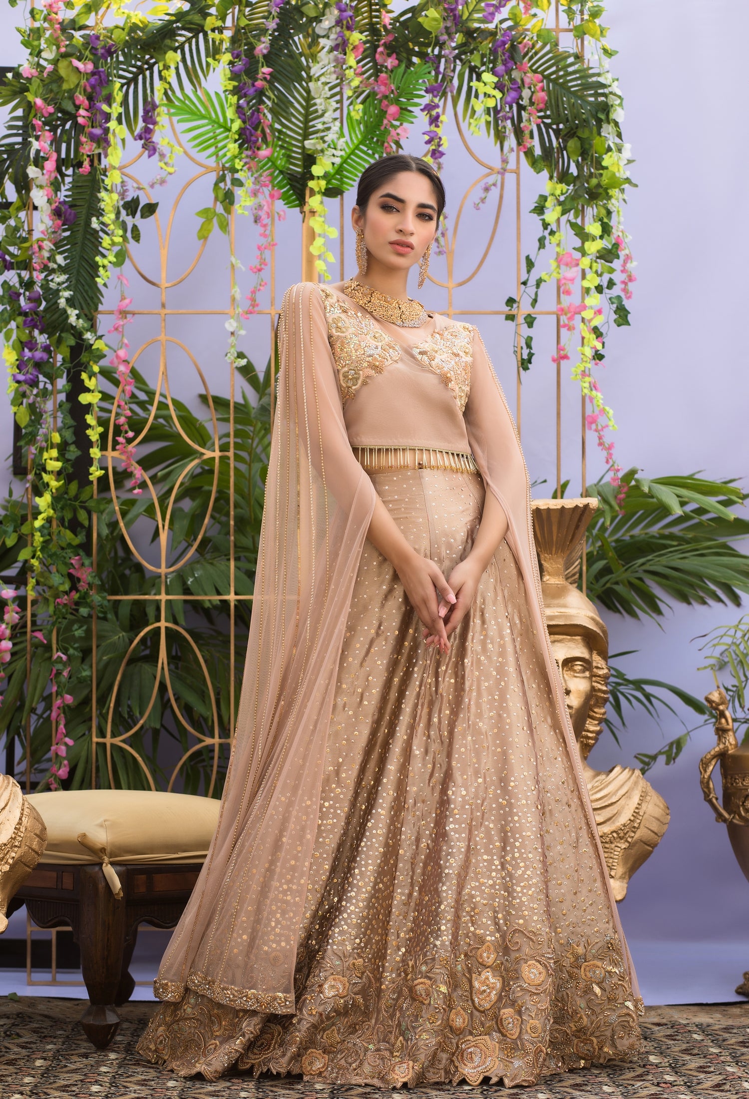 Rose Gold Lenga and Choli