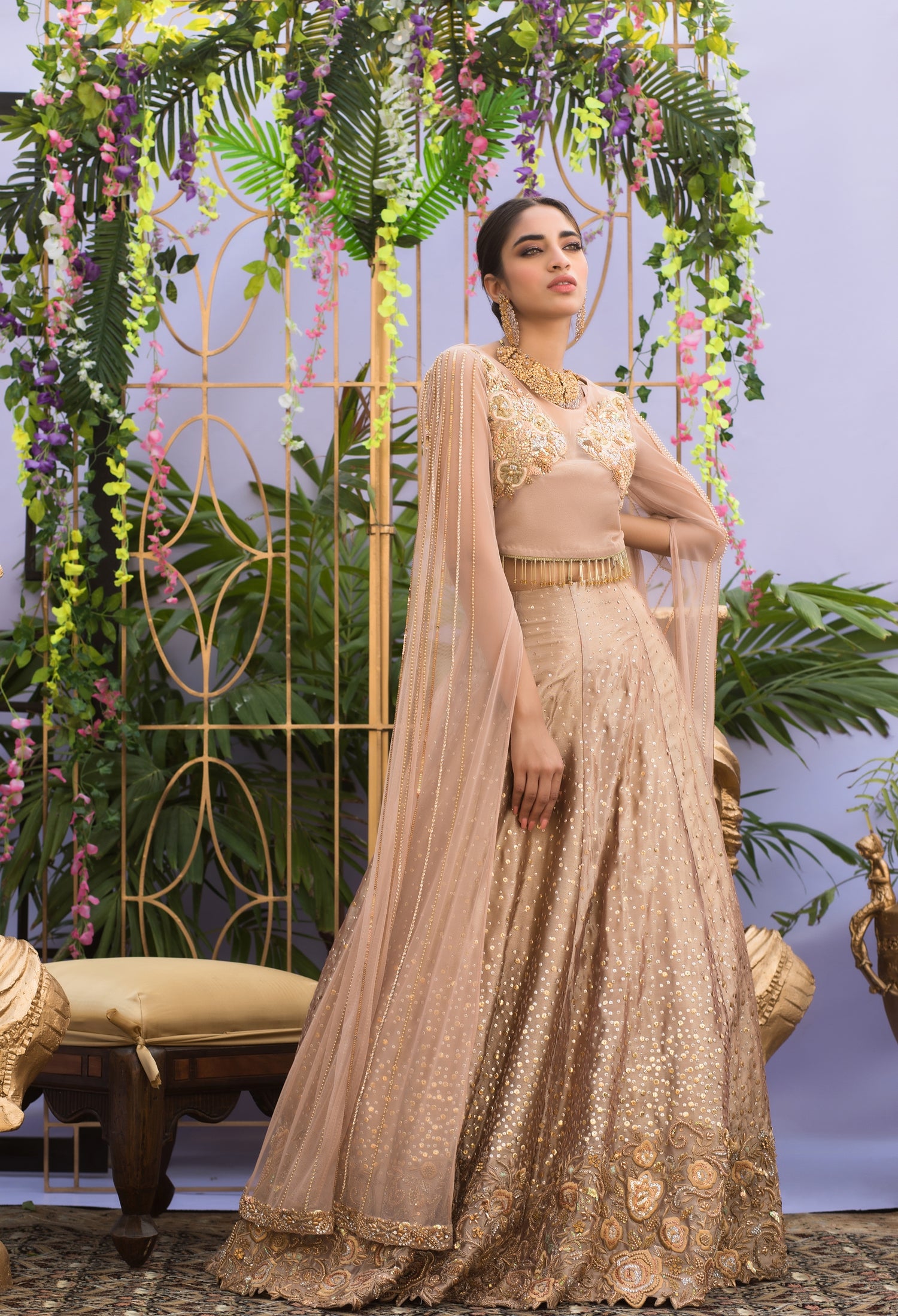 Rose Gold Lenga and Choli