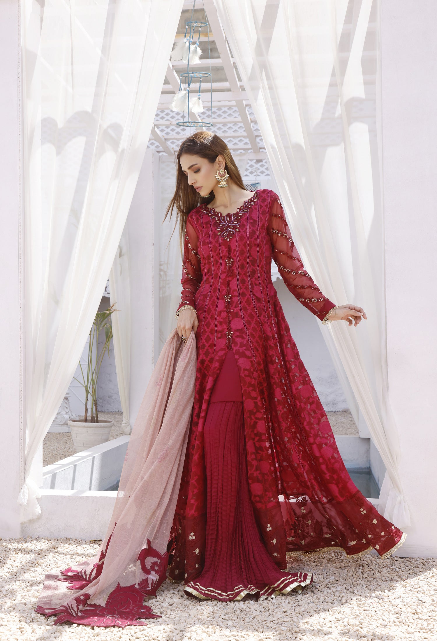 Rani Red Anarkali