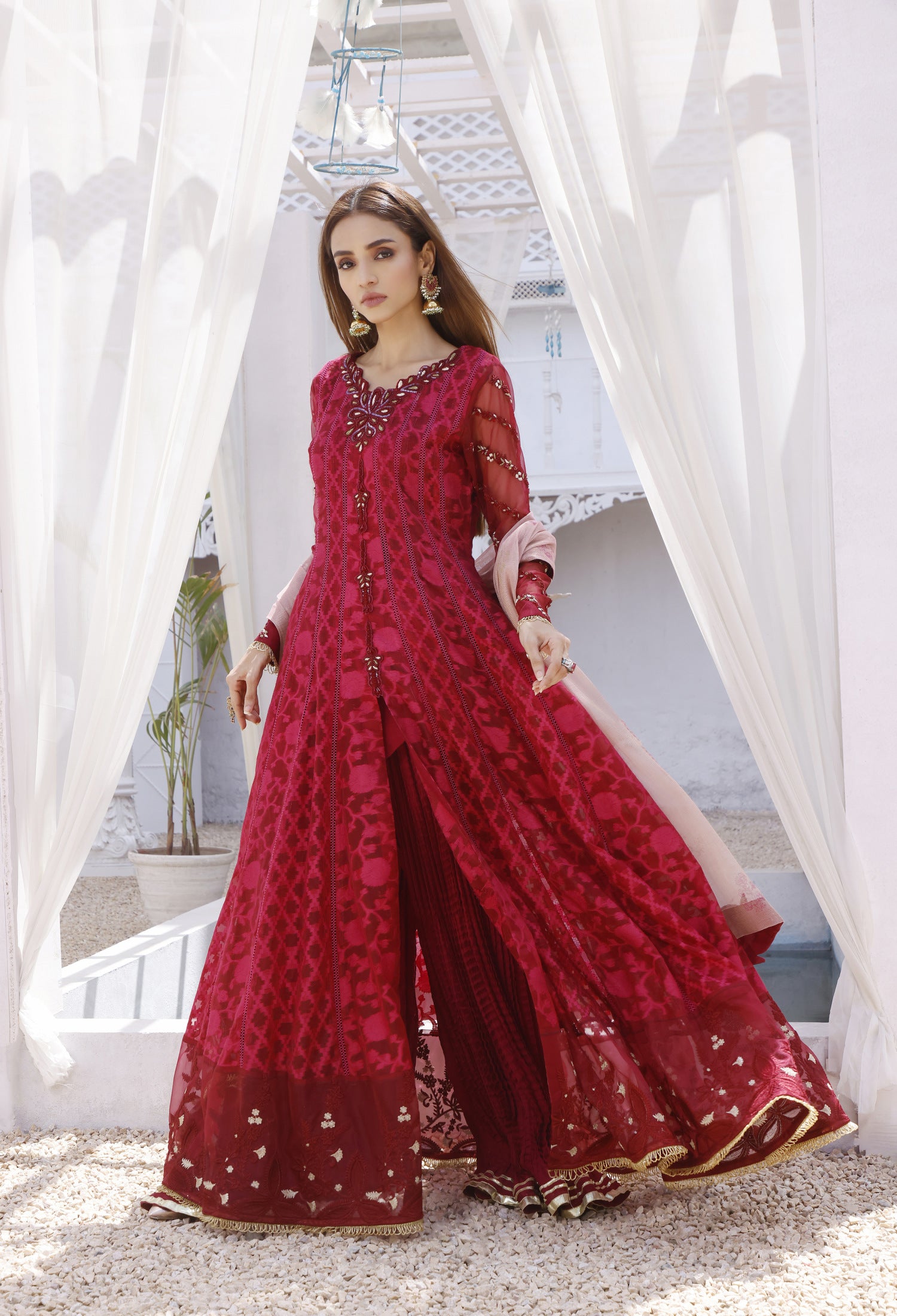 Rani Red Anarkali