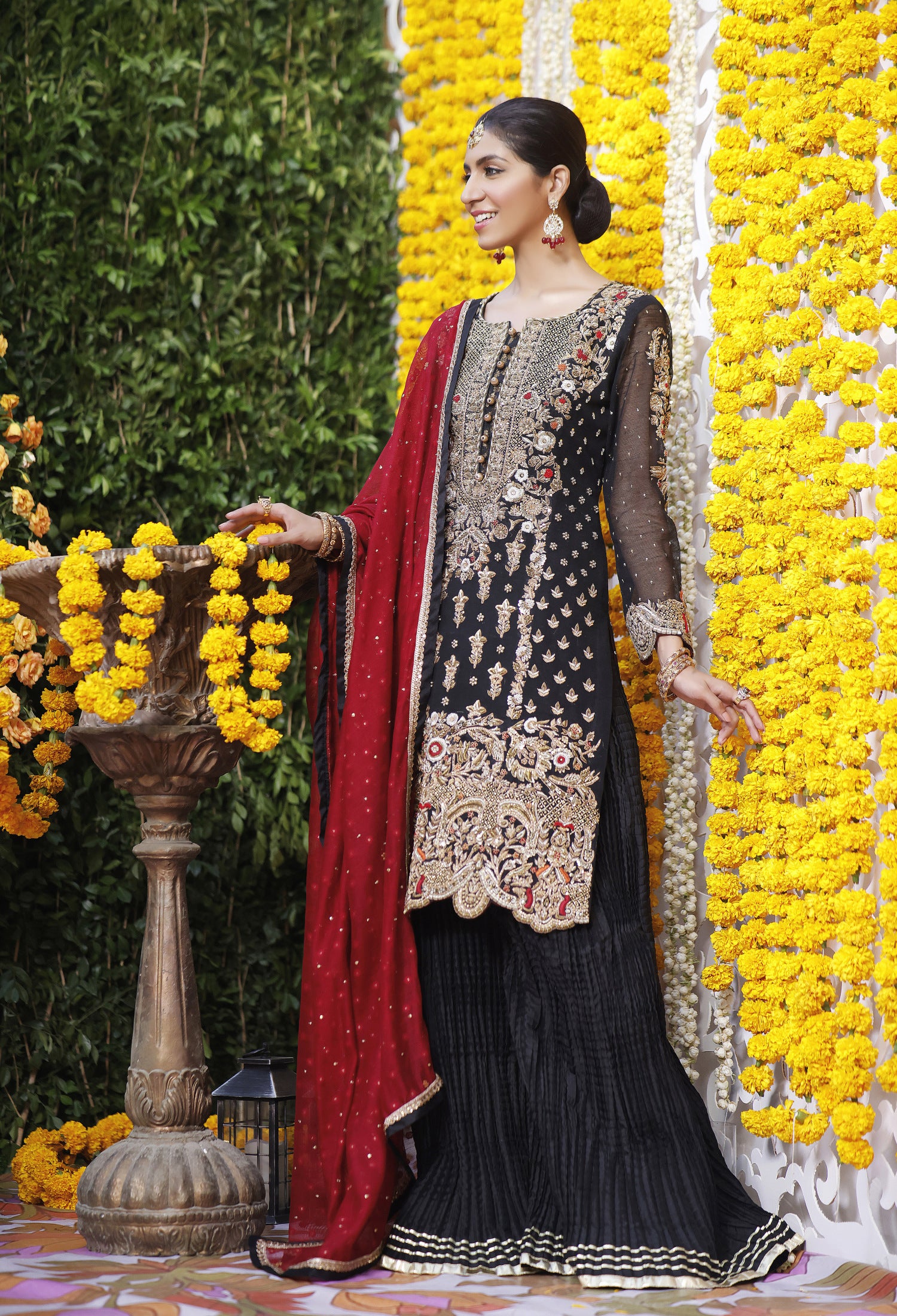 Black & Maroon Couture Outfit