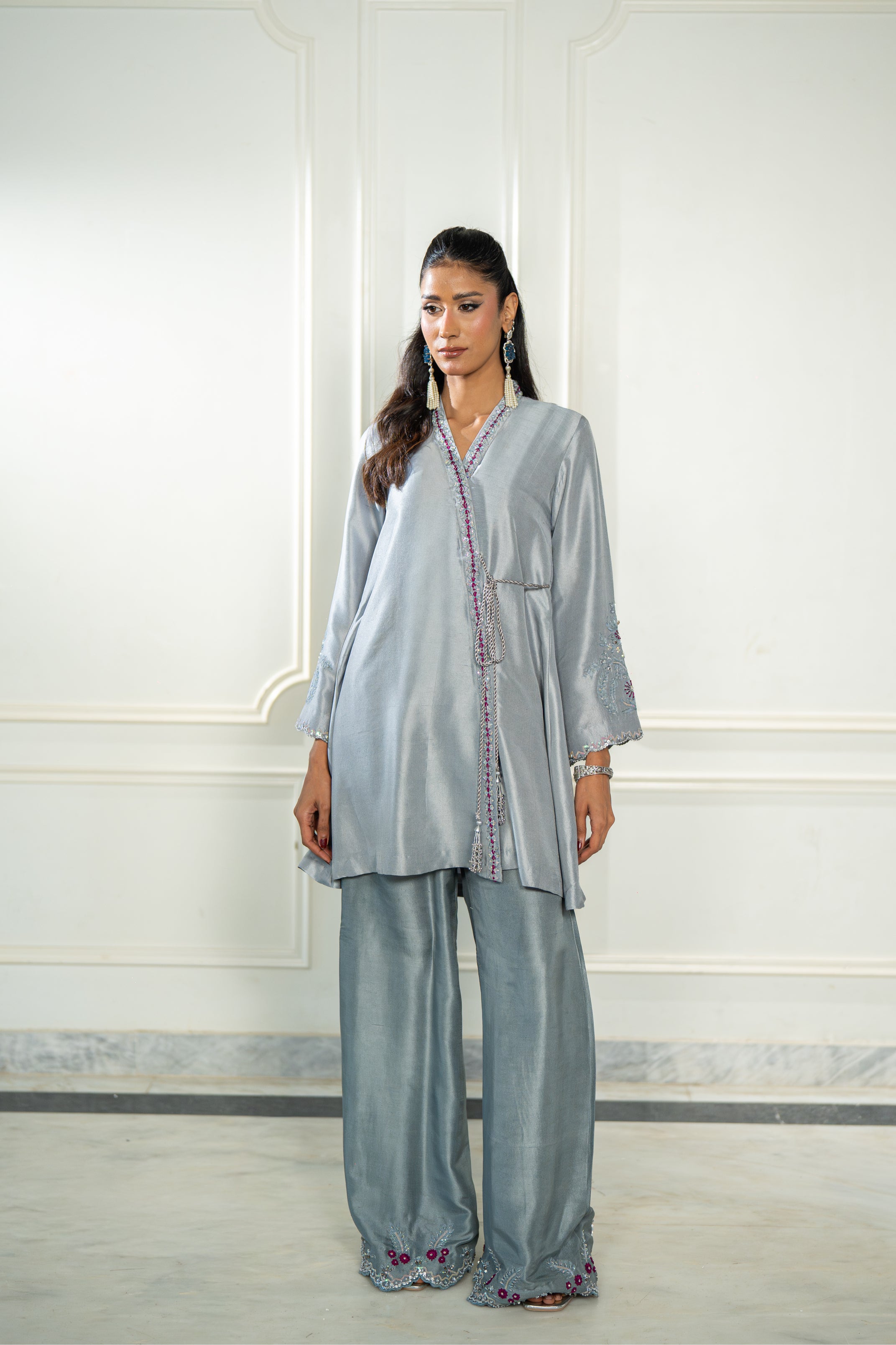 Magenta Organza Cape Set