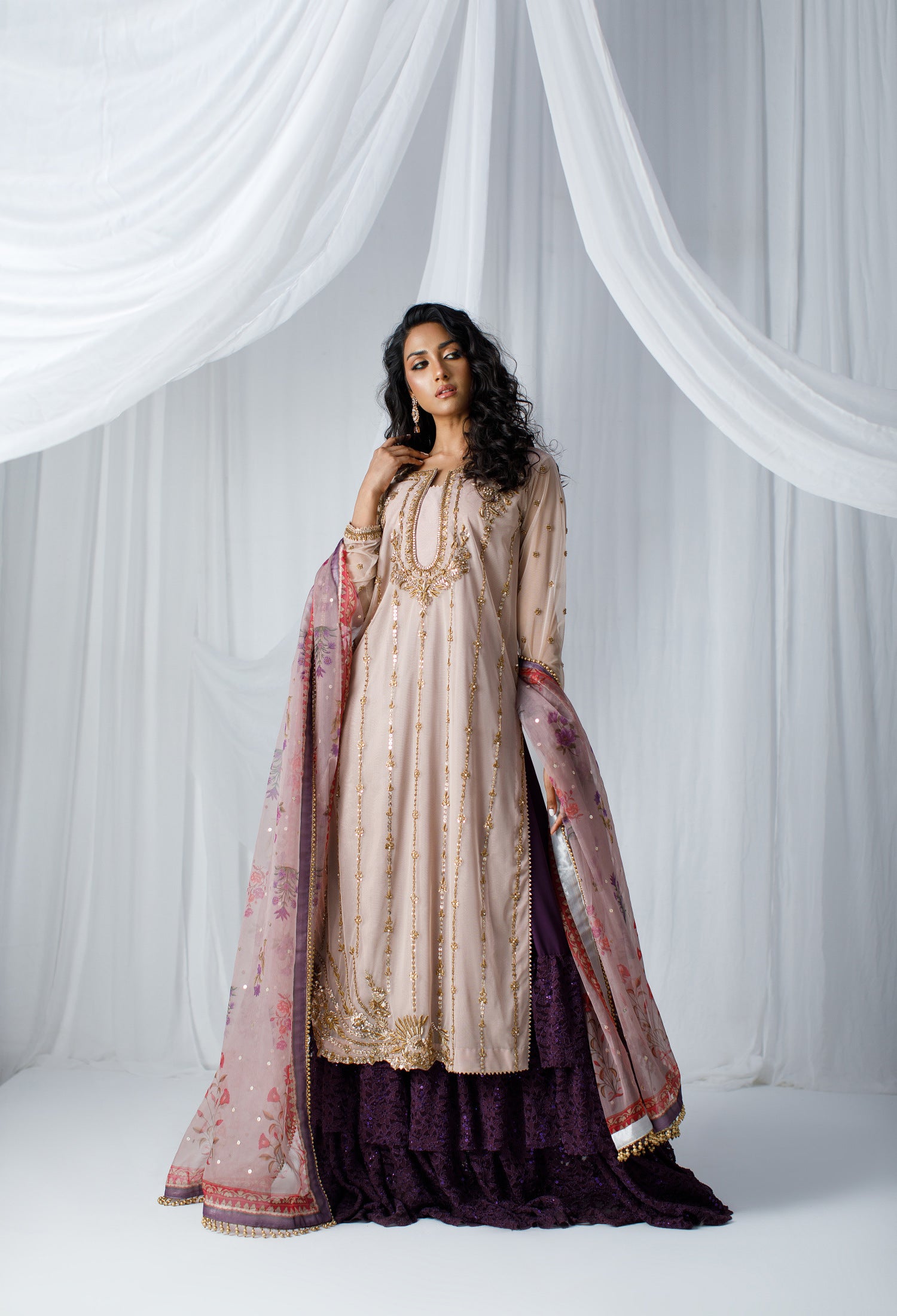 Rose Gold Nude Net Zohra Outfit