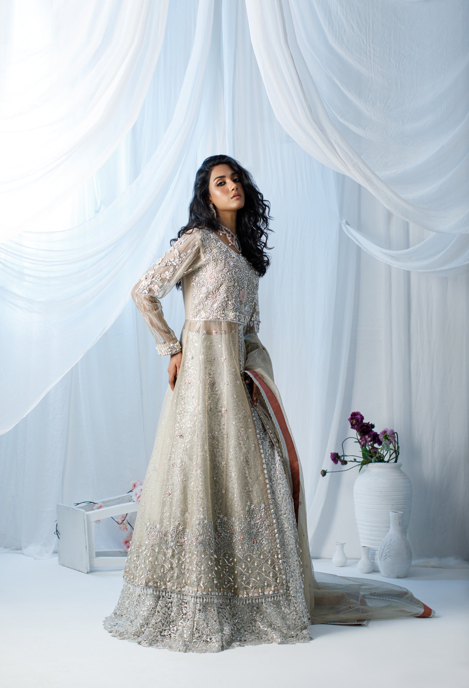 Silver Tissue Net Zohra Outfit