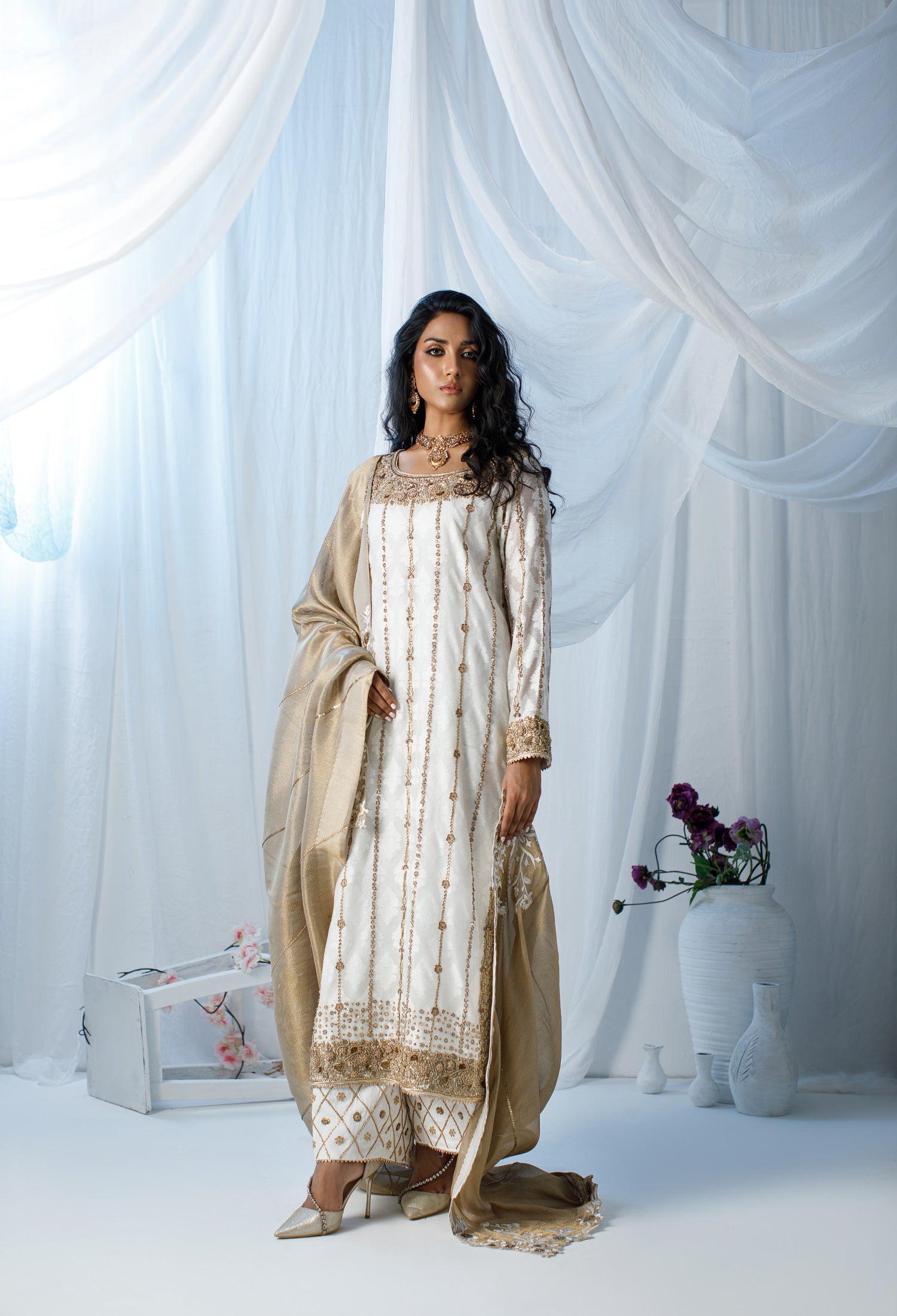 White & Gold Zohra Outfit