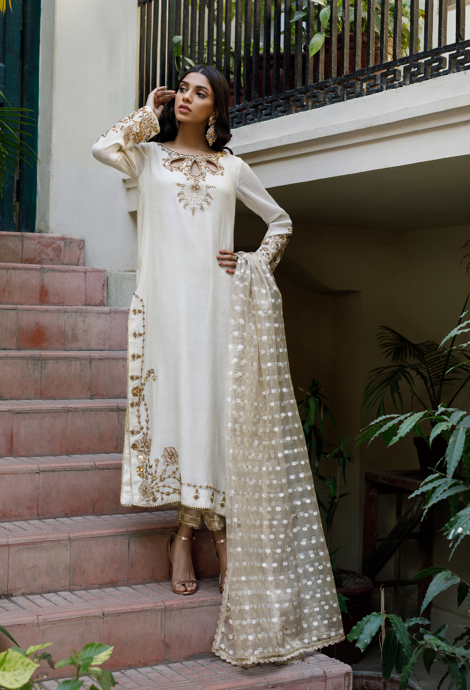 Ivory & Copper Begum Outfit