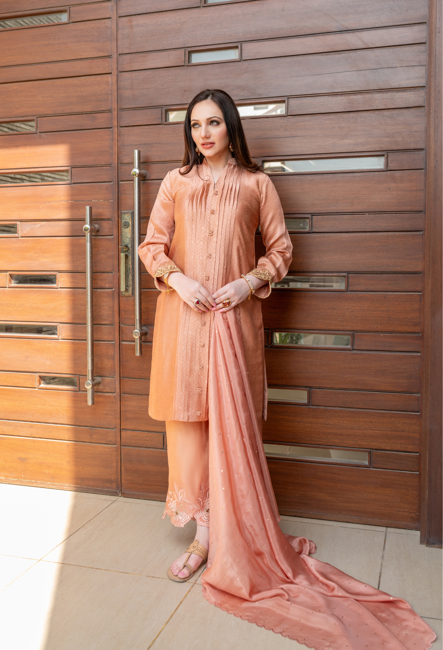 Salmon Peach Sheesha Outfit