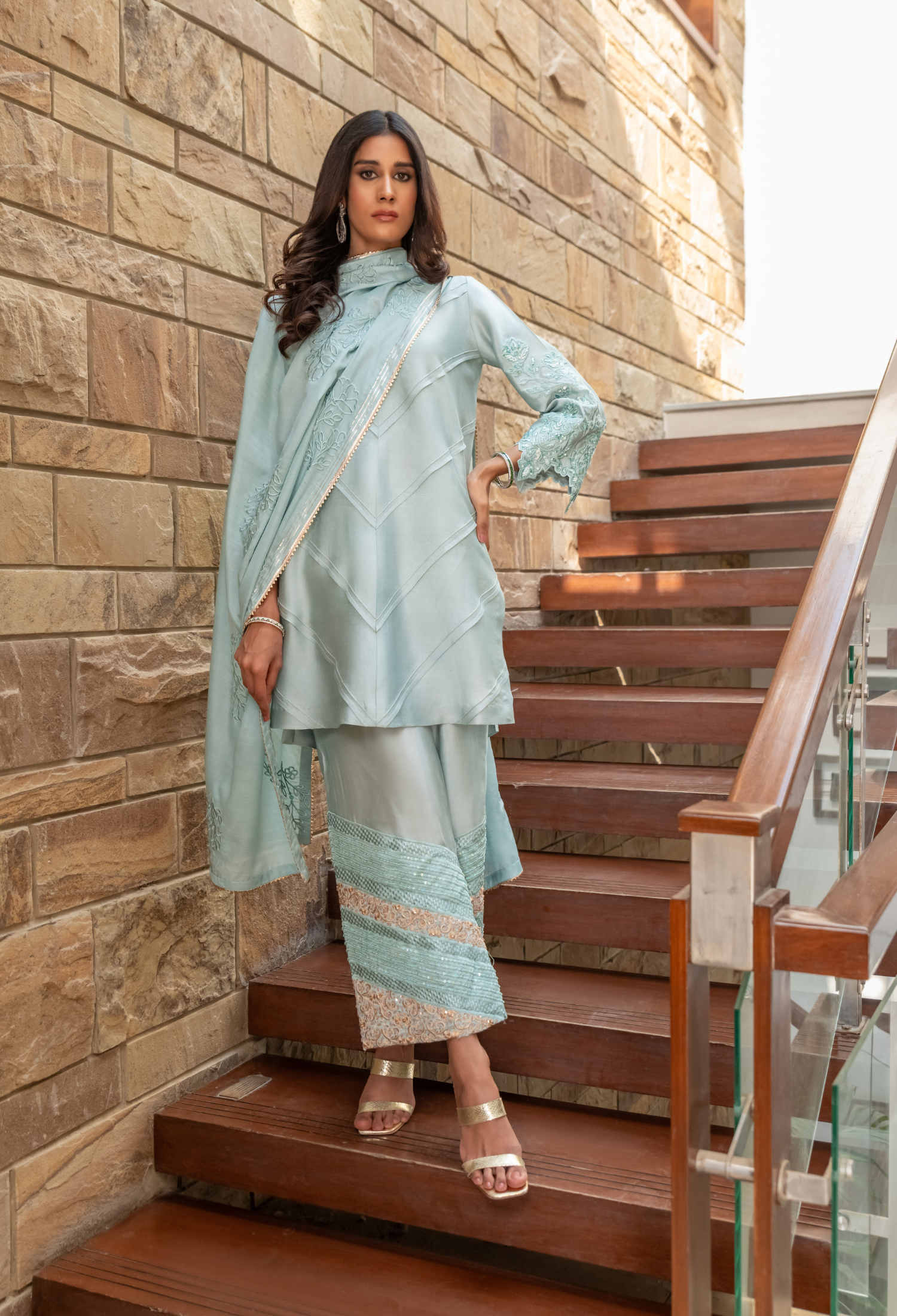 Grey Blue Sheesha Outfit