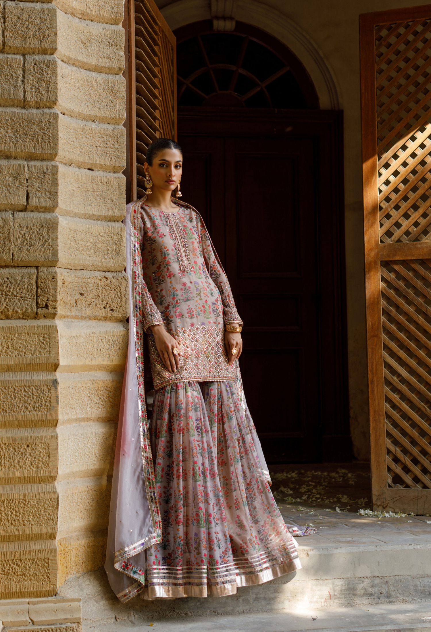 Zohra RoseGold Gharara