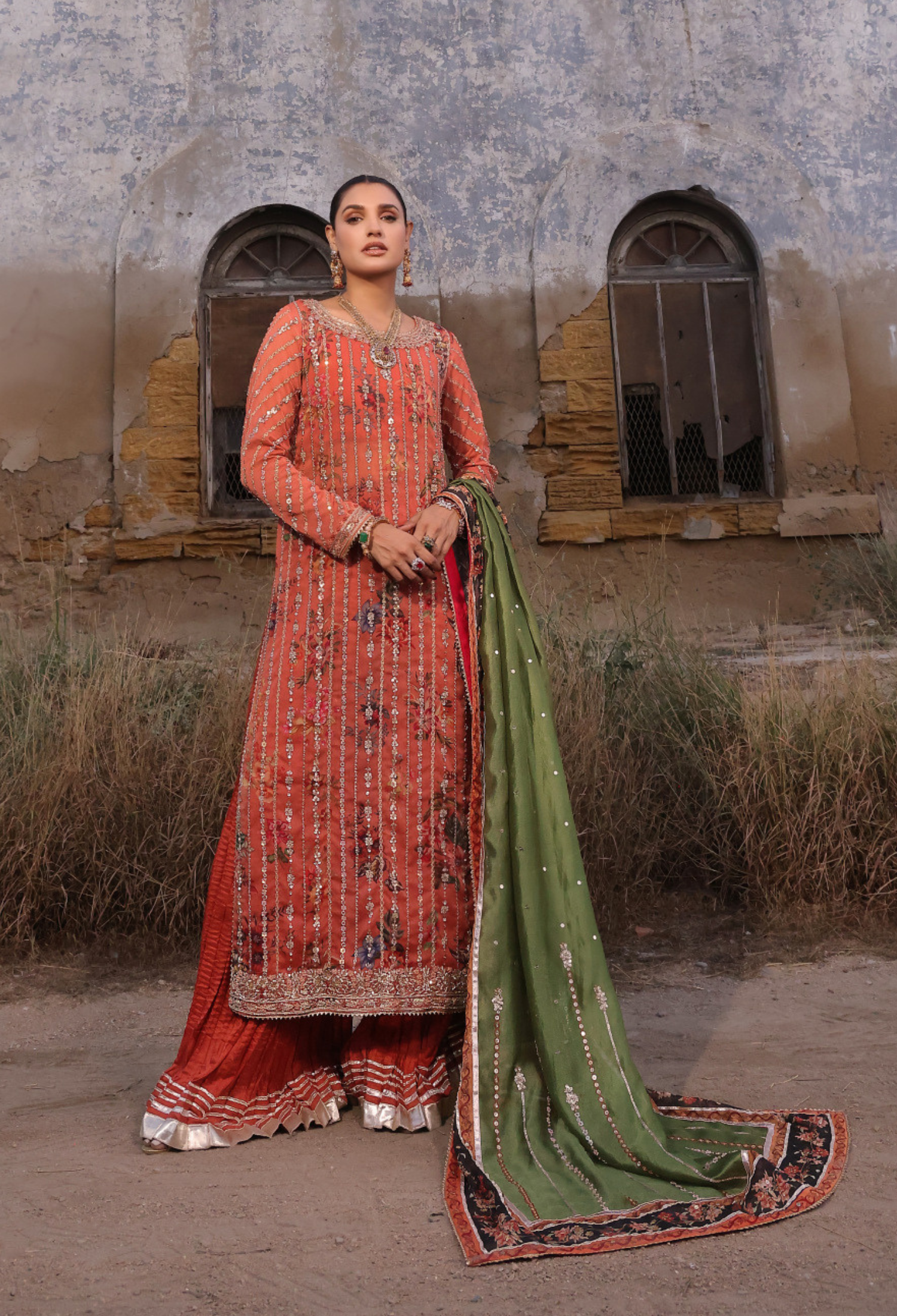 Peachy Rust Printed Set