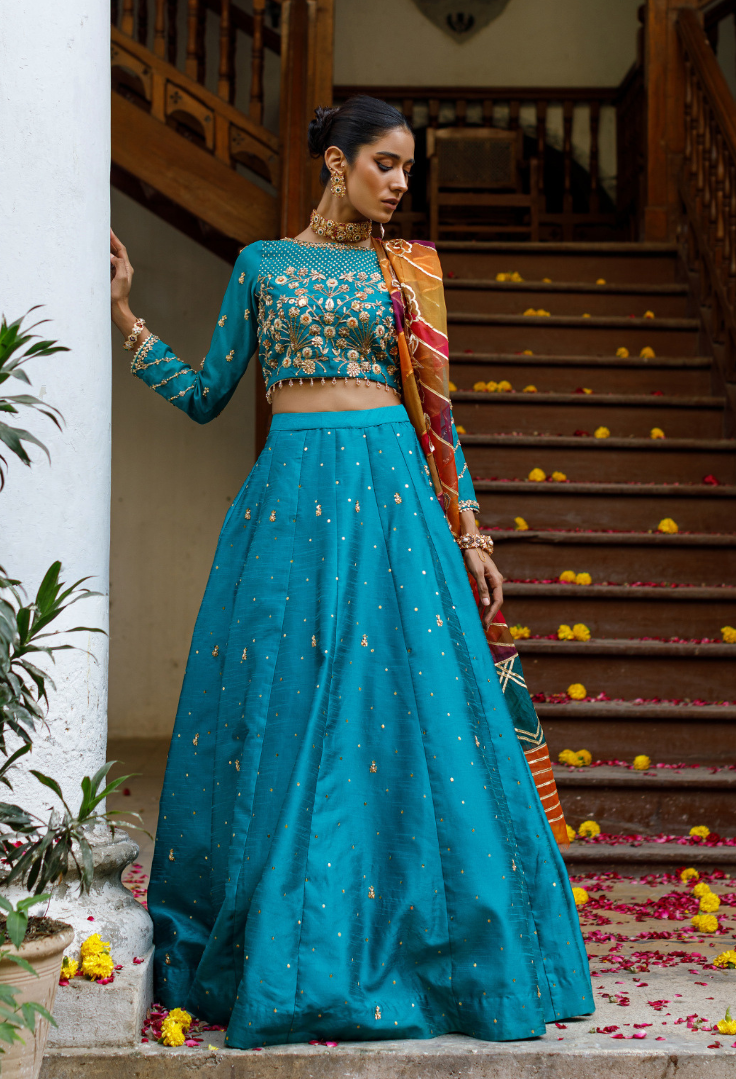 Turquoise Zohra Lehnga Choli