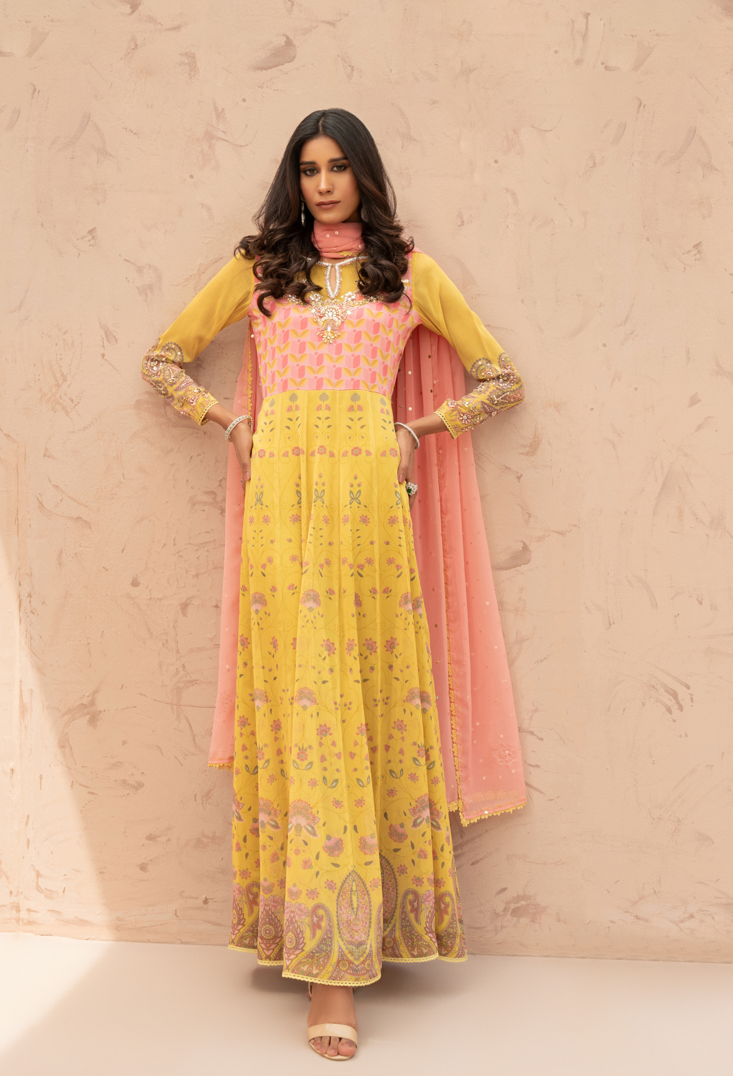 Yellow Printed TPS Anarkali