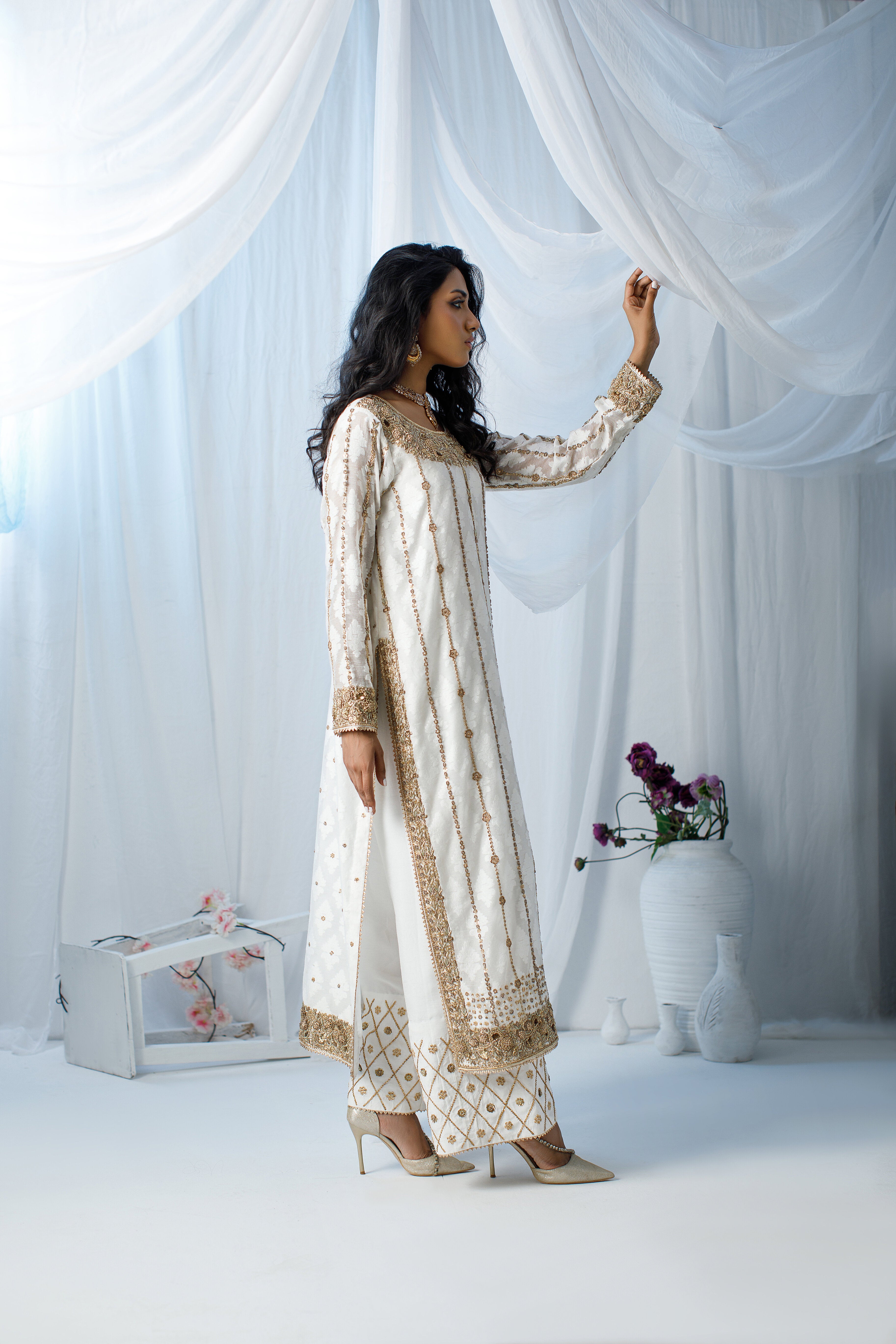 White & Gold Zohra Outfit