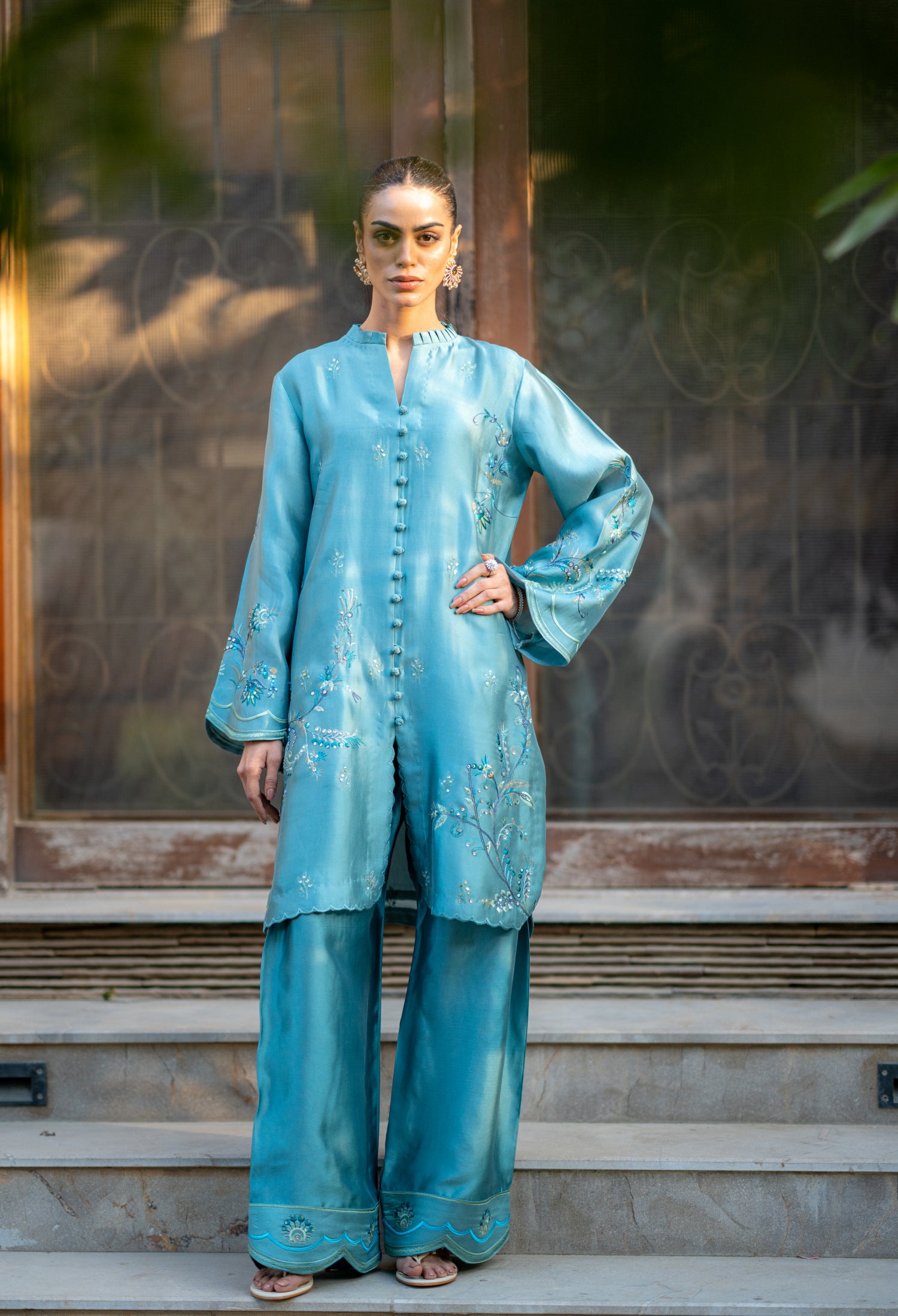 Blue Grey Pari Outfit