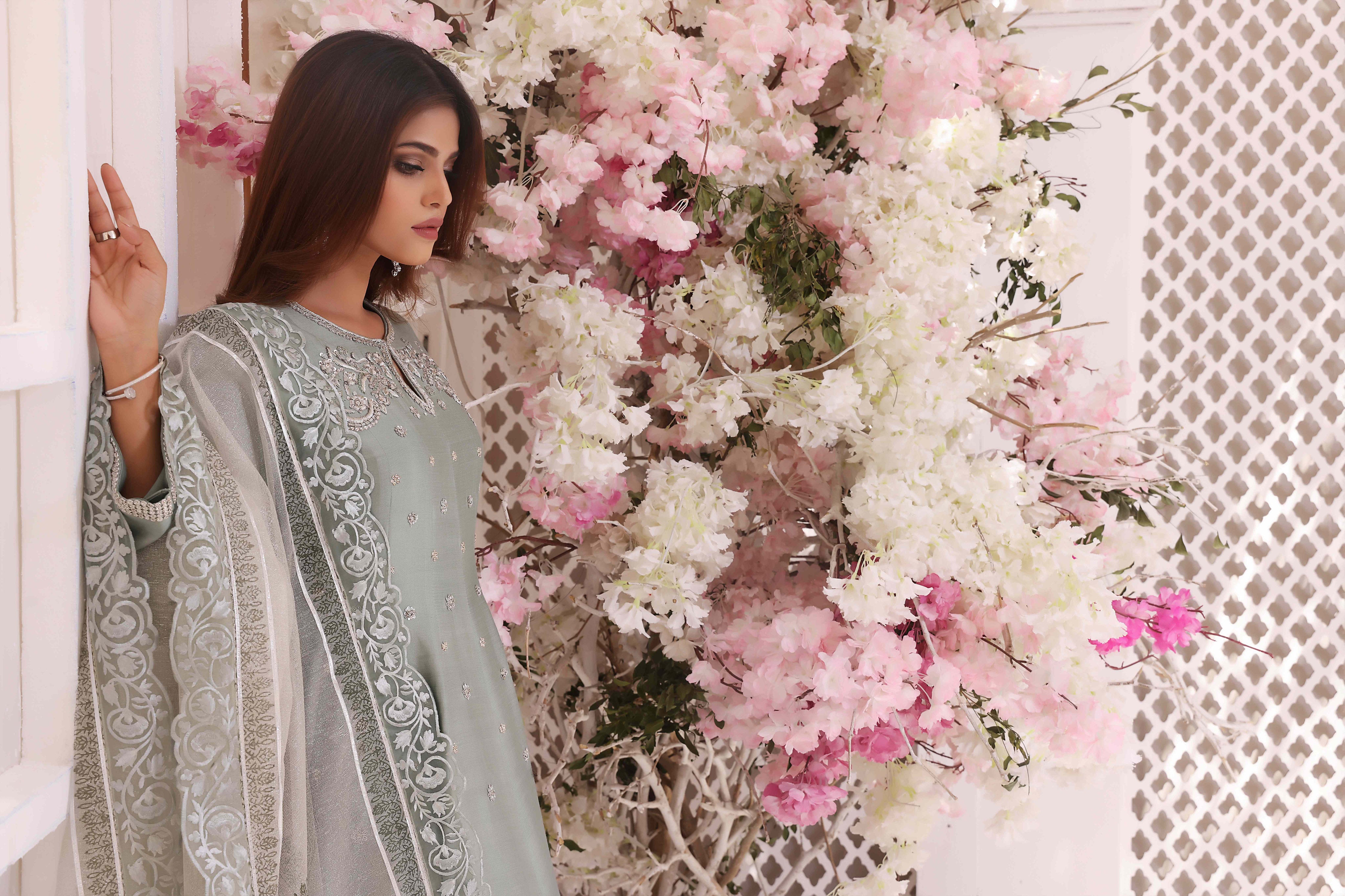 Mint Silk Anarkali Outfit